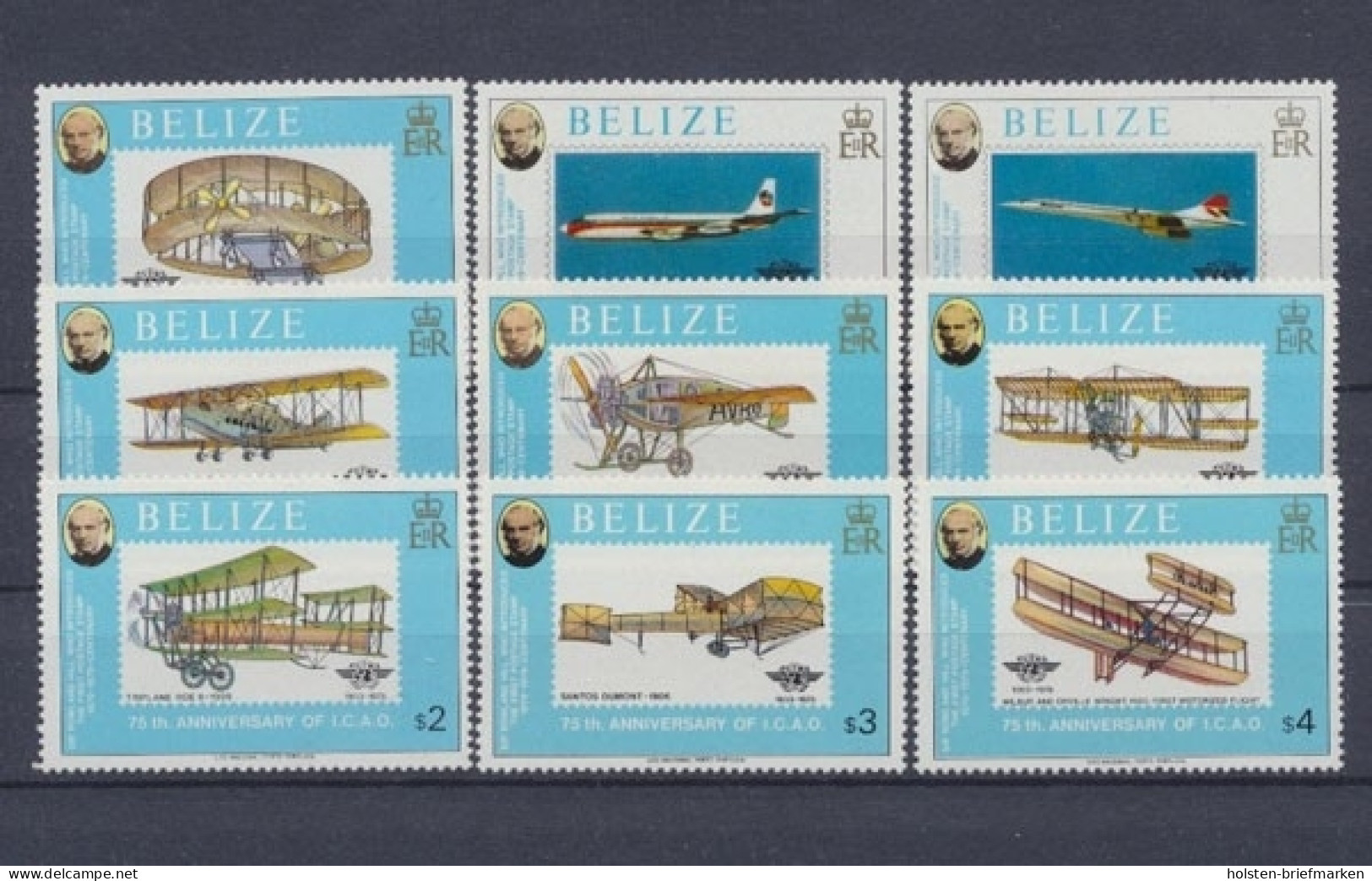 Belize, Flugzeuge, MiNr. 420-428, Postfrisch - Belize (1973-...)