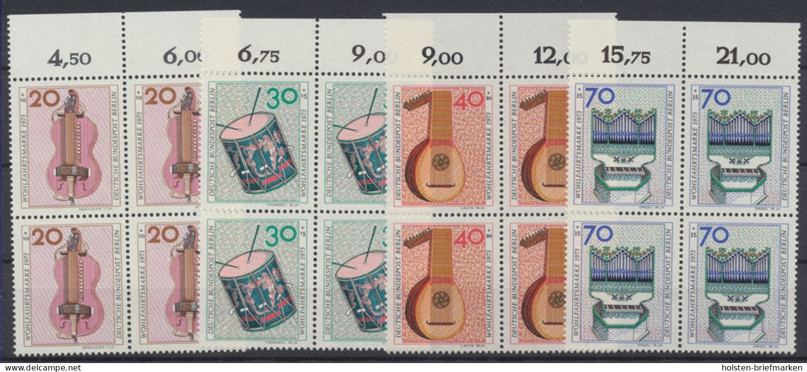 Berlin, MiNr. 459-462, Viererblöcke, Oberränder, Postfrisch - Nuevos