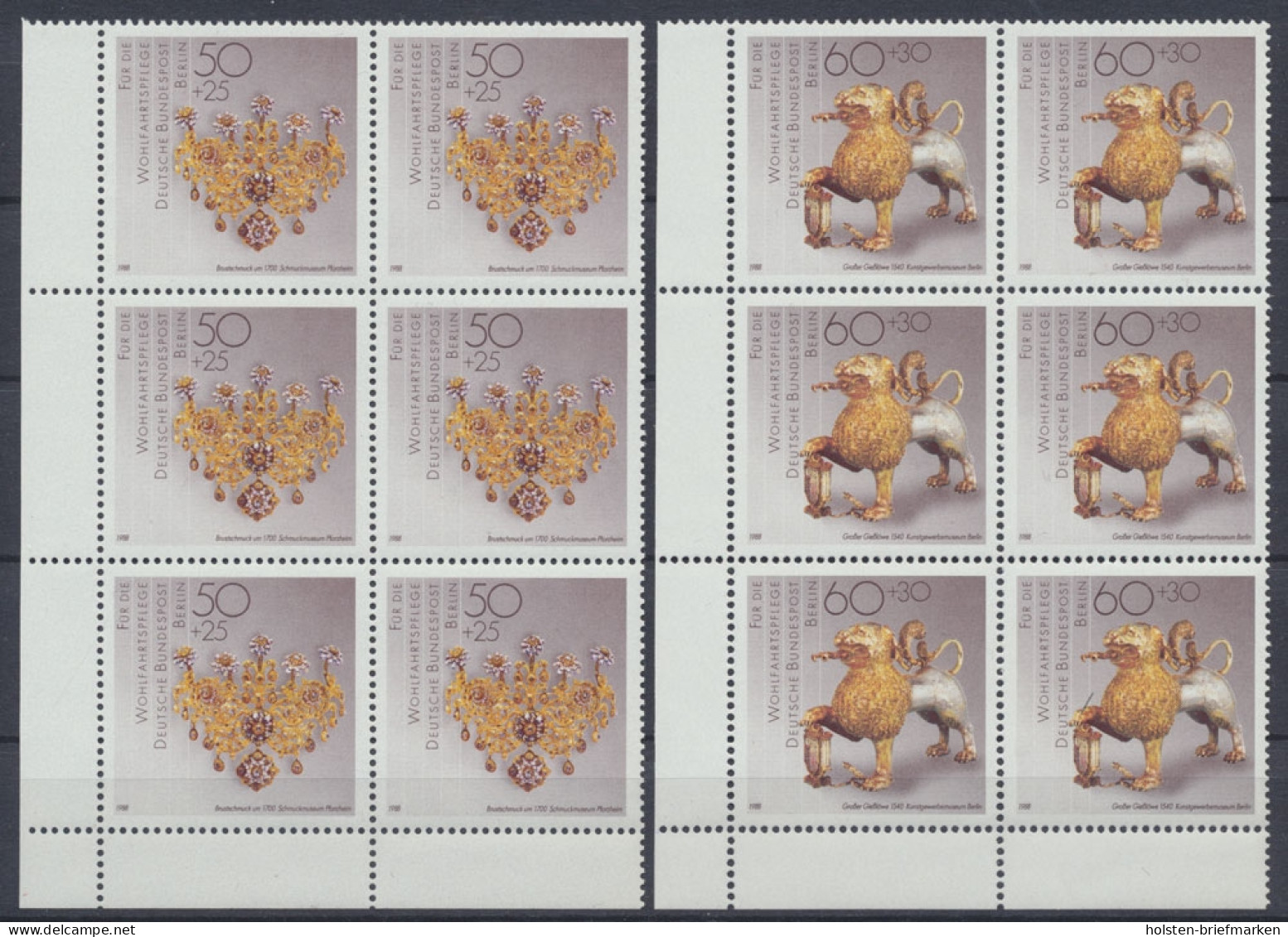 Berlin, MiNr. 818-821, 6er Bogenteile, Eckränder Re. Und Links, Postfrisch - Unused Stamps