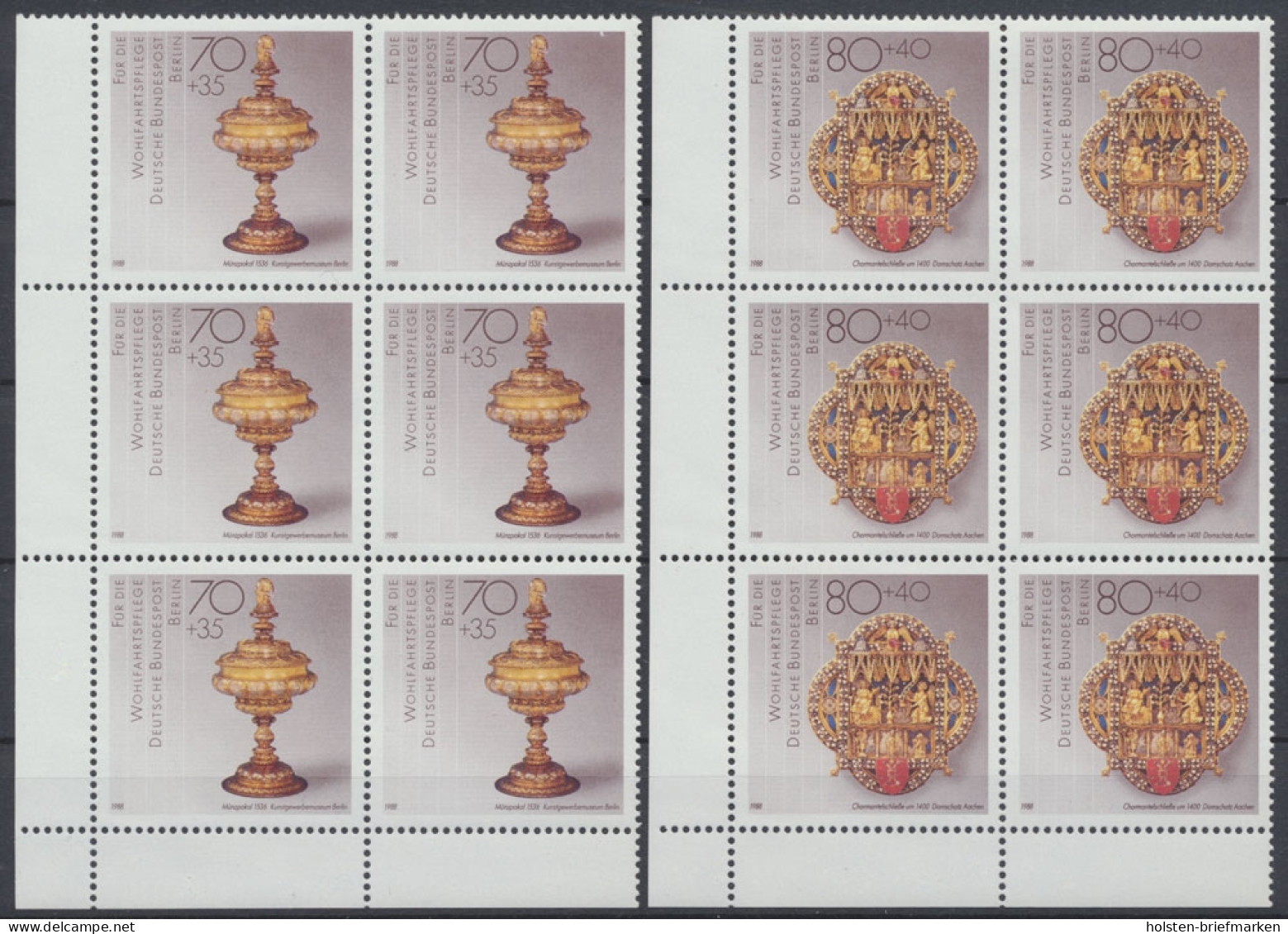 Berlin, MiNr. 818-821, 6er Bogenteile, Eckränder Re. Und Links, Postfrisch - Neufs