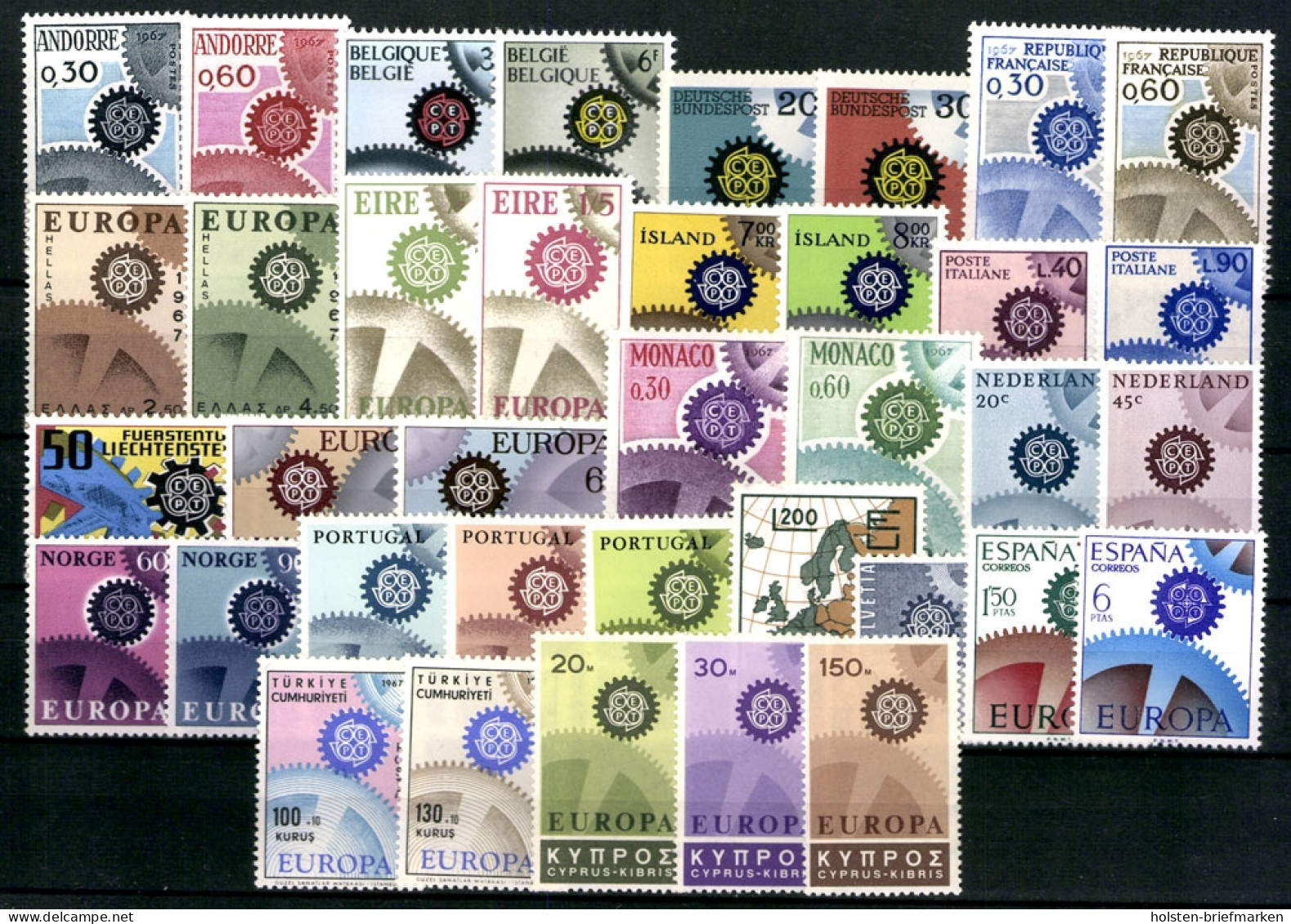 Europa Union (CEPT), Jahrgang 1967, 19 Länder, Postfrisch - Años Completos