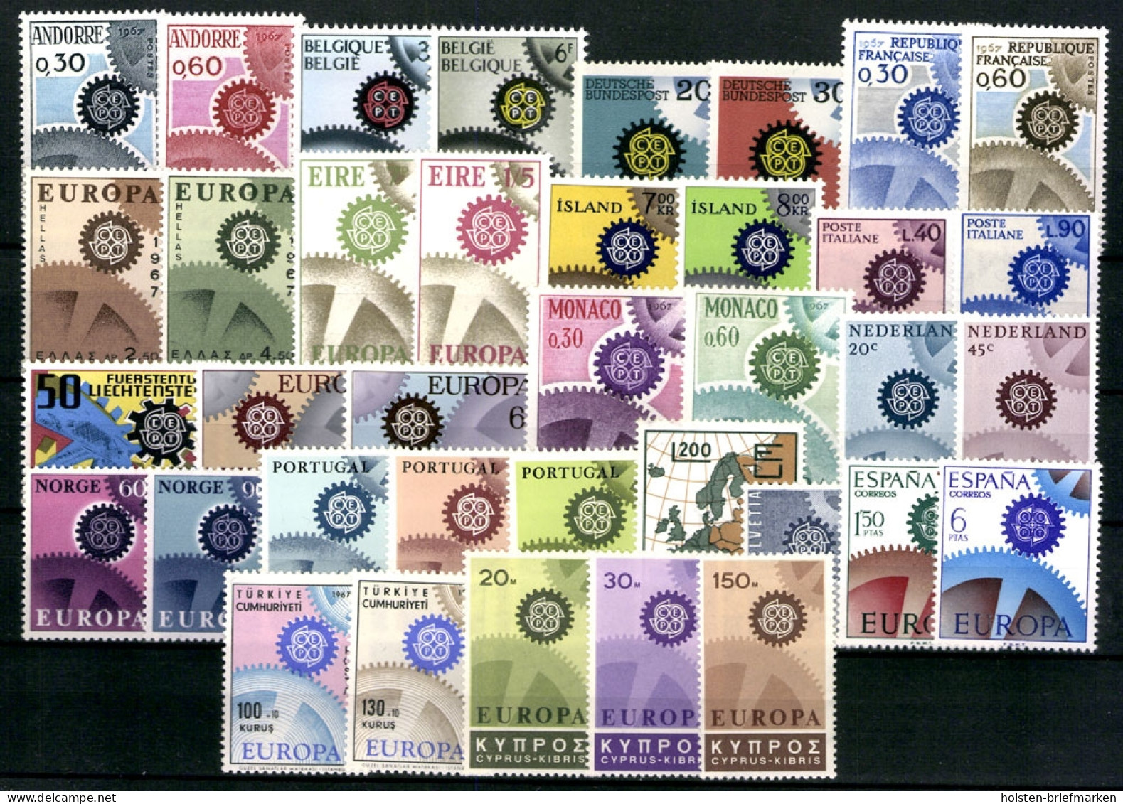 Europa Union (CEPT), Jahrgang 1967, 19 Länder, Postfrisch - Komplette Jahrgänge