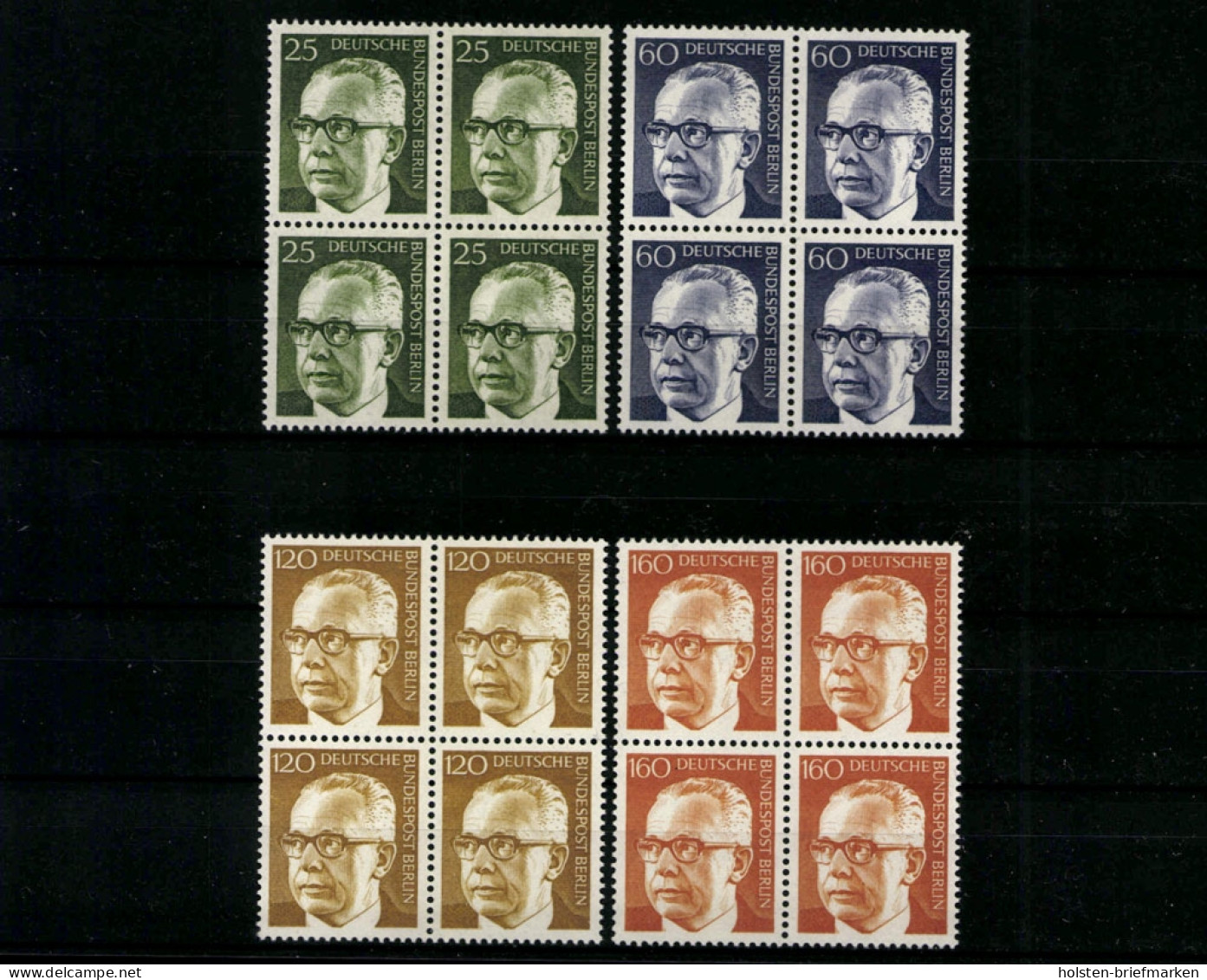 Berlin, MiNr. 393-396, Viererblöcke, Postfrisch - Ungebraucht