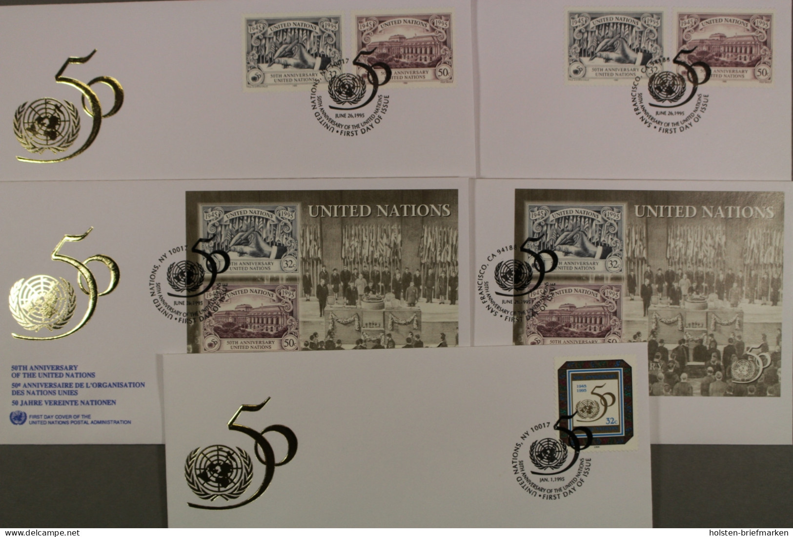 UNO - New York, 5 UNPA-Ersttagsbriefe Aus Dem Jahr 1995 - Autres & Non Classés