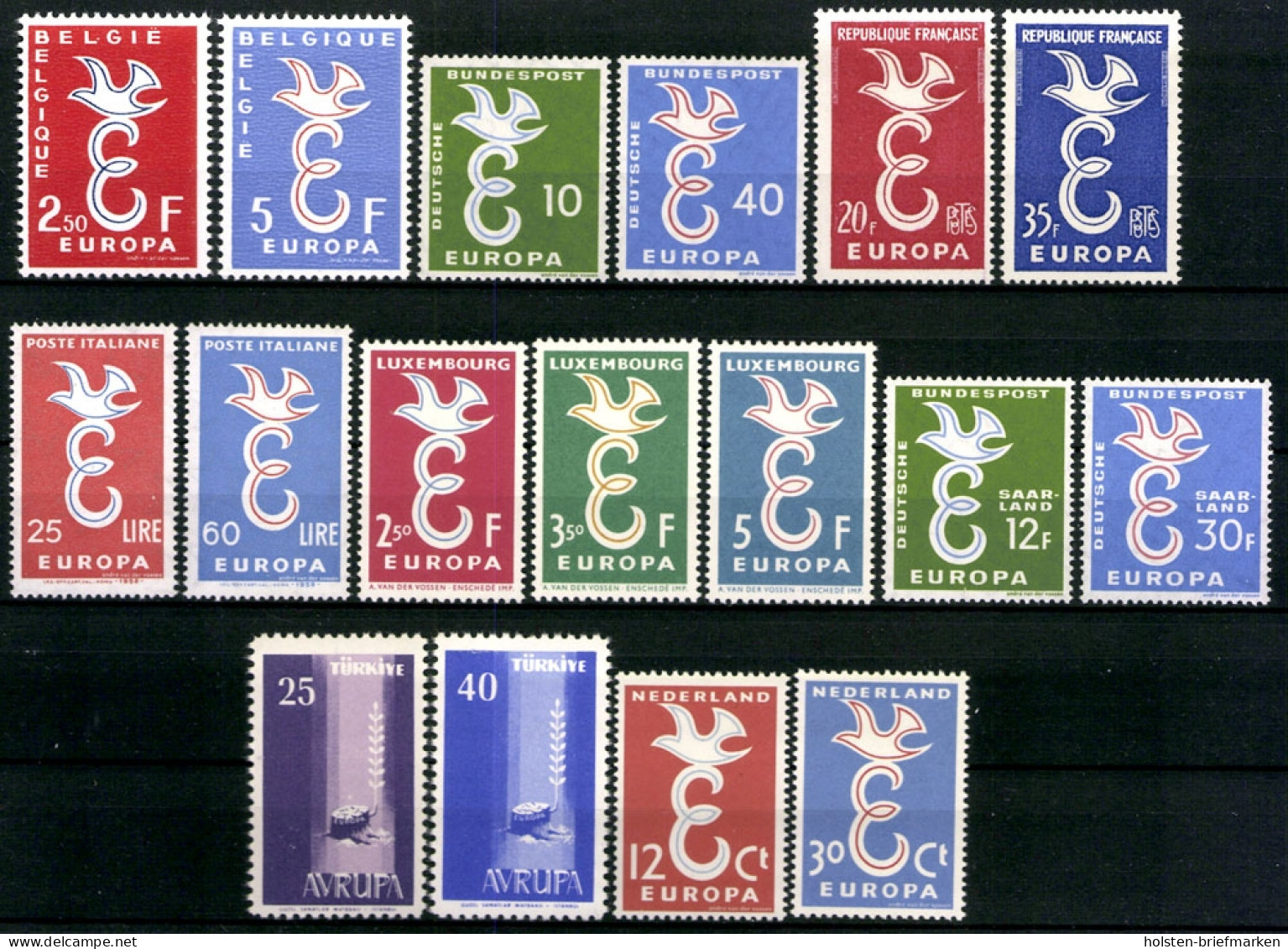 Europa Union (CEPT) Jahrgang 1958, 8 Länder, Postfrisch / MNH - Komplette Jahrgänge