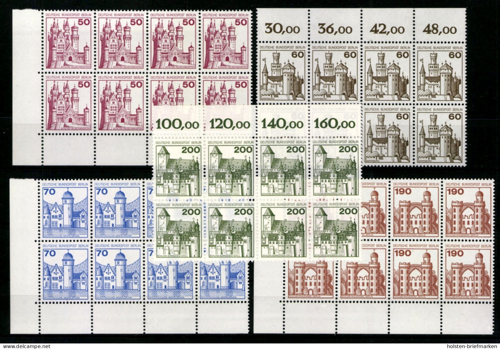 Berlin, MiNr. 532-540, 8er Blöcke, Randstücke, Postfrisch - Unused Stamps