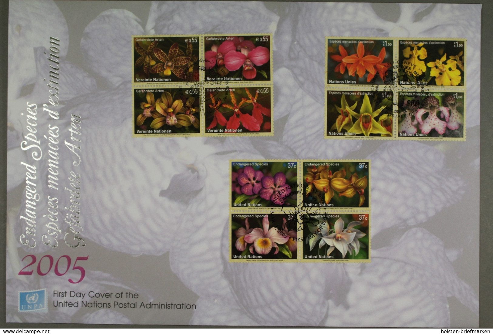UNO Triobrief: Gefährdete Arten: Orchideen, 2005 - Emissioni Congiunte New York/Ginevra/Vienna