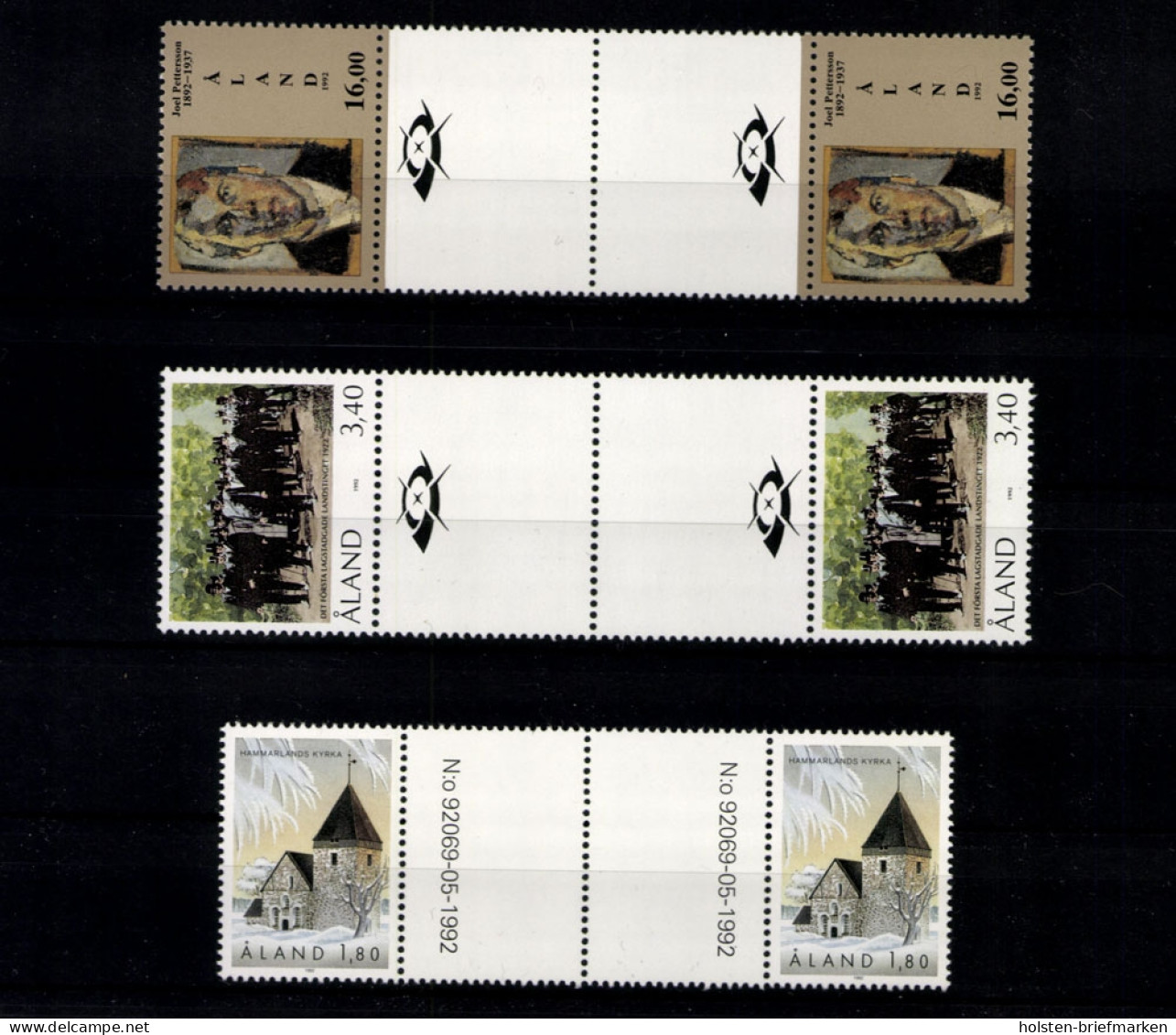 Aland, 6 Zwischenstegpaare Aus 1992, Postfrisch / MNH - Aland