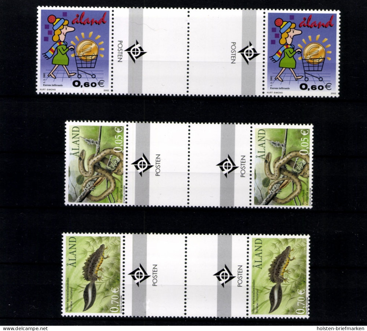 Aland, 12 Zwischenstegpaare Aus 2002, Postfrisch / MNH - Aland