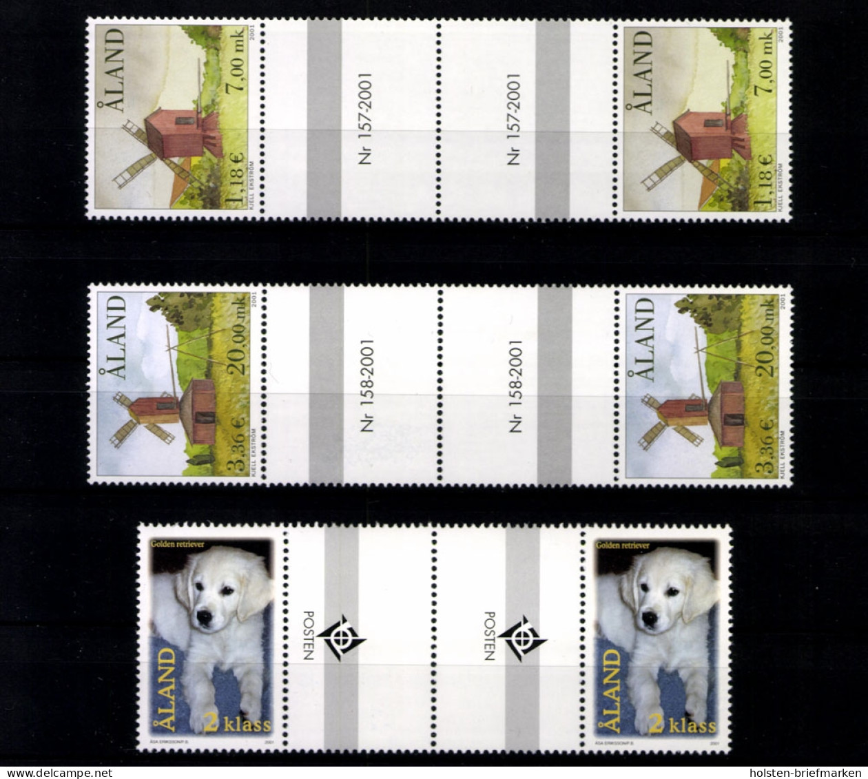 Aland, 11 Zwischenstegpaare Aus 2001, Postfrisch / MNH - Aland