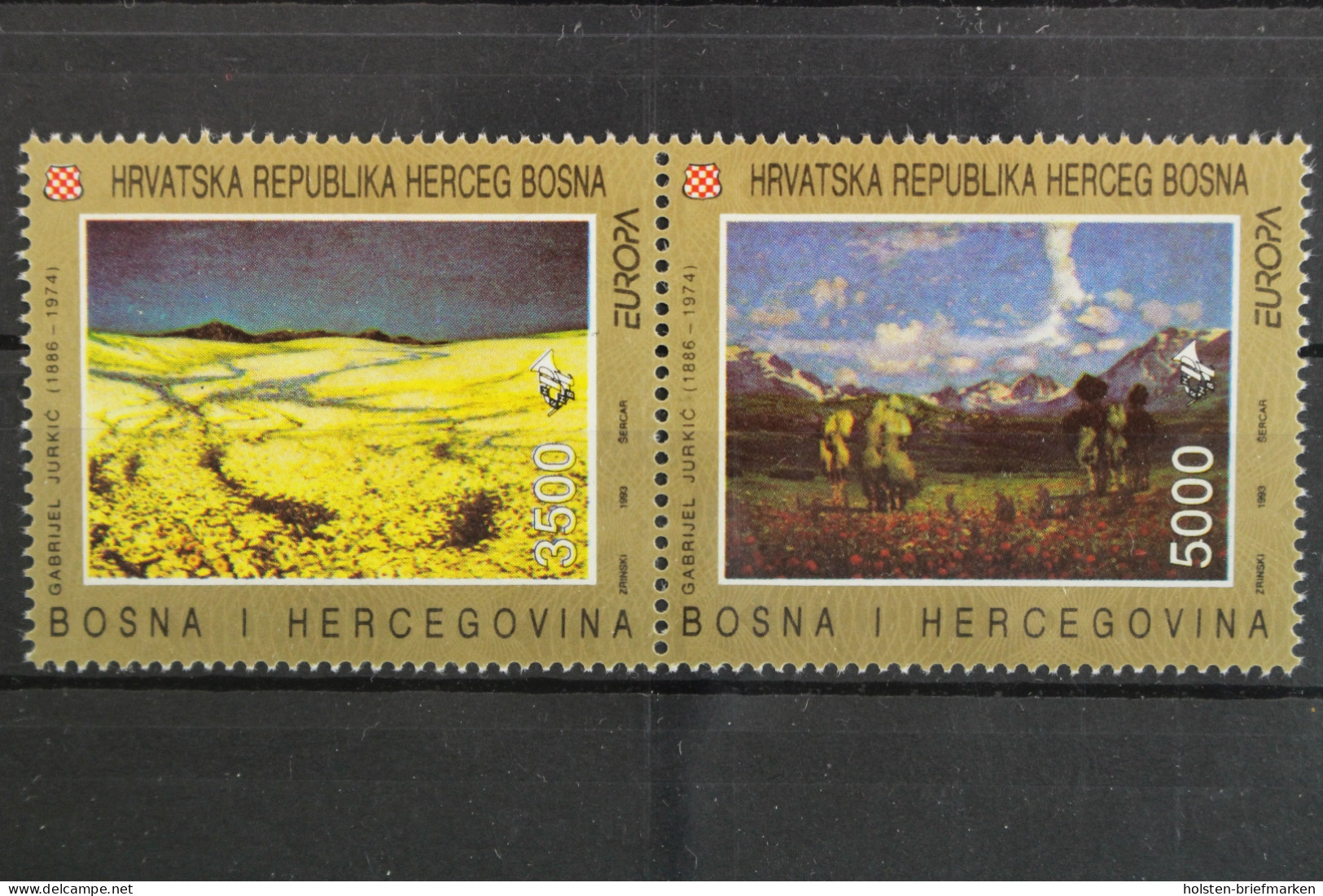 Kroatische Republik, MiNr. 7-8 Paar, Postfrisch - Bosnia And Herzegovina