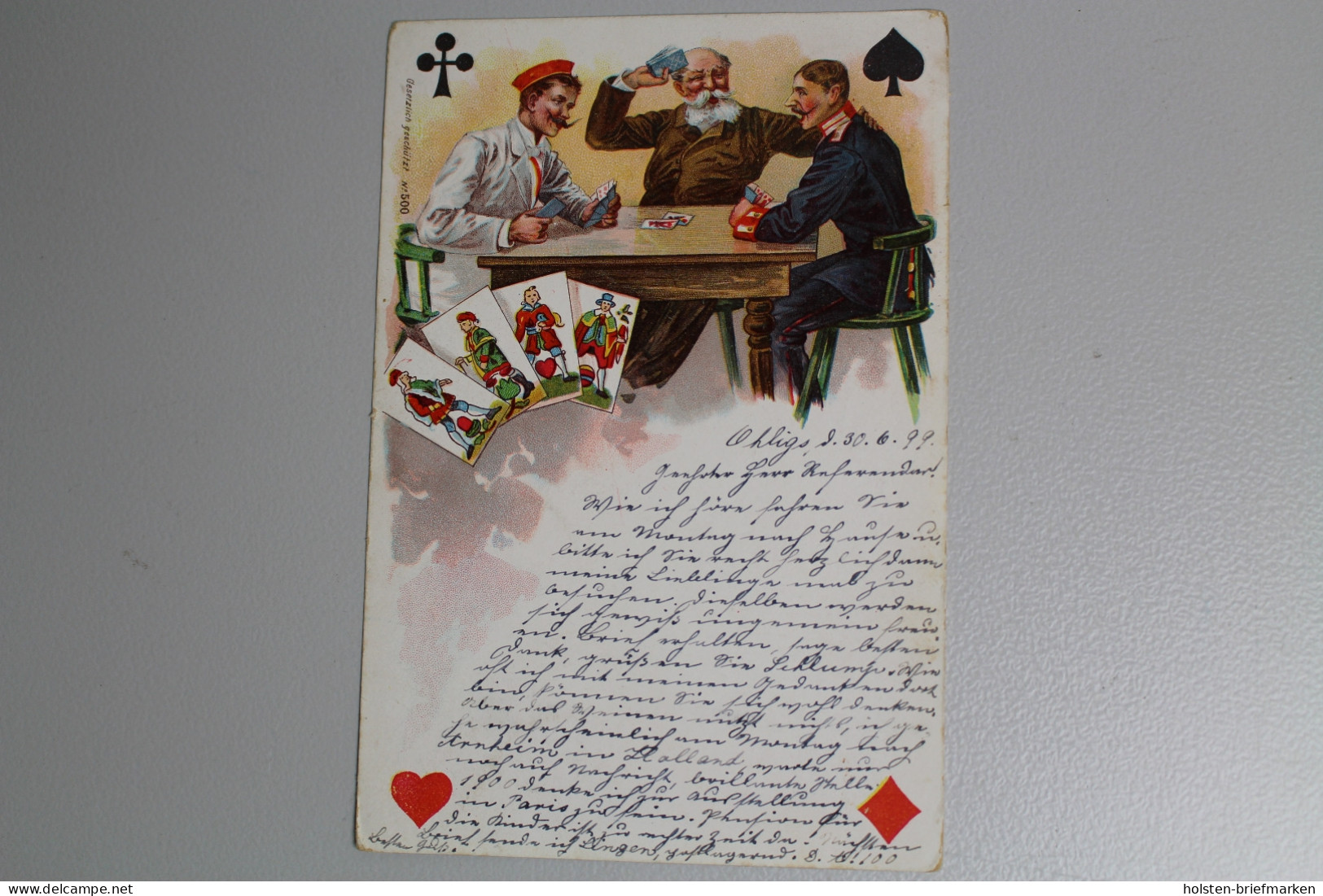 3 Männer Beim Kartenspielen, Kreuz, Pik, Herz Und Karo In Den Ecken - Autres & Non Classés