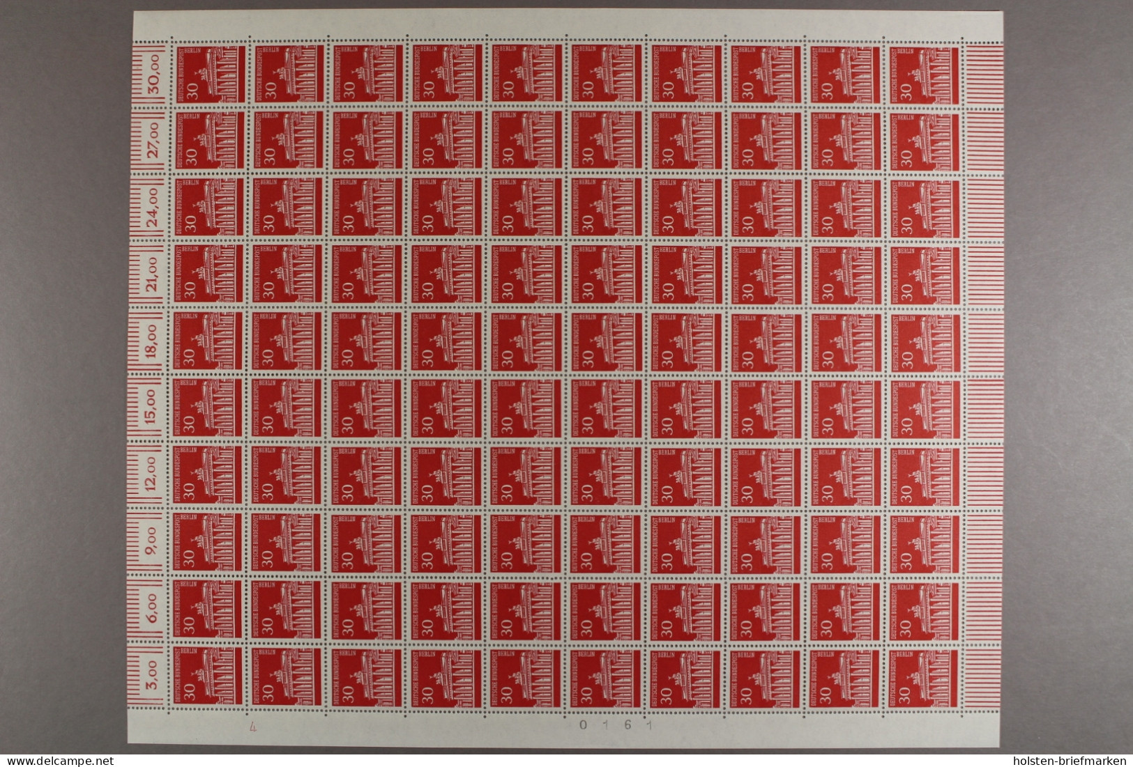 Berlin, MiNr. 288, 100er Bogen, DZ 4, Postfrisch - Unused Stamps