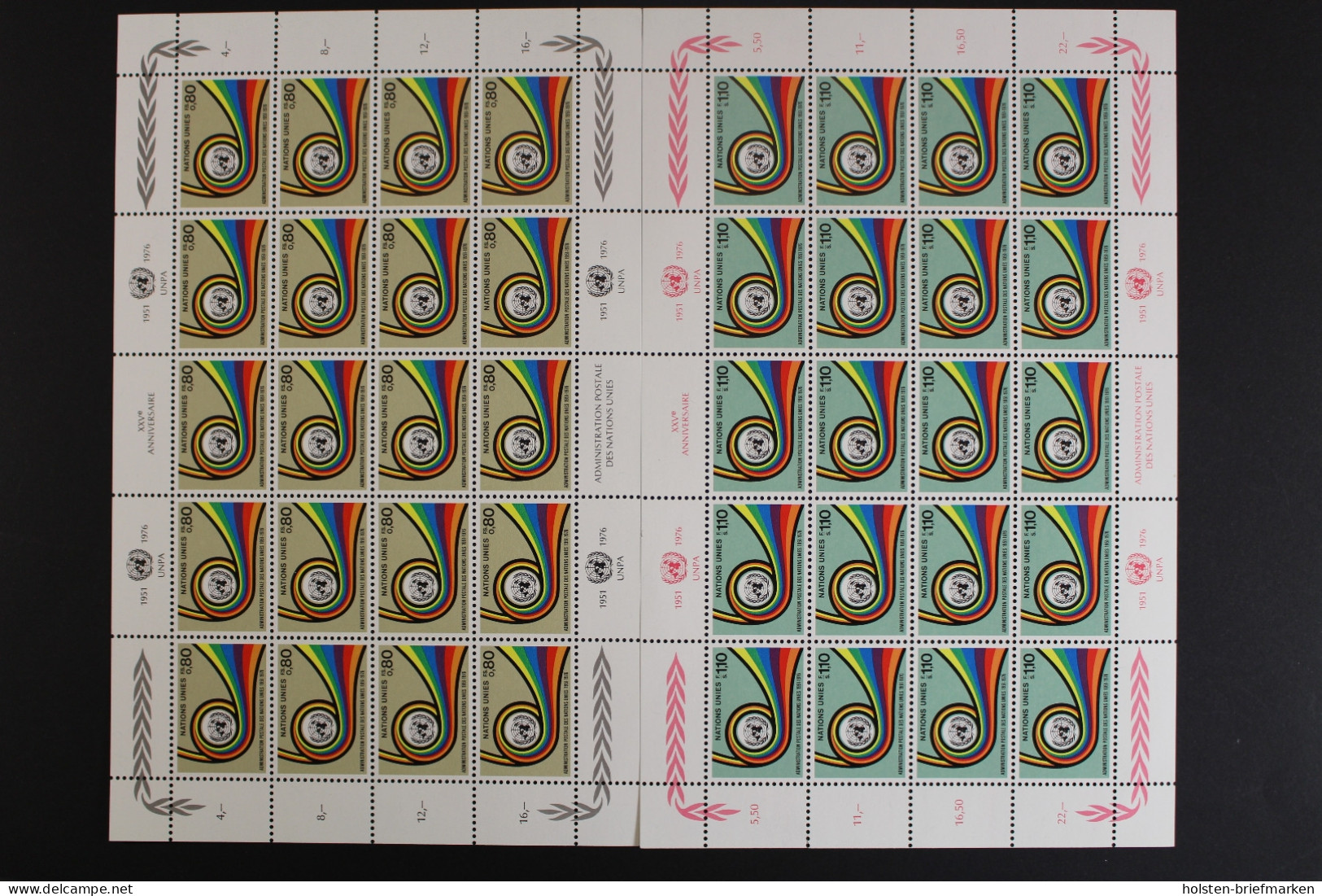 UNO - Genf, MiNr. 60-61, 20er Bogen, Postfrisch - Other & Unclassified