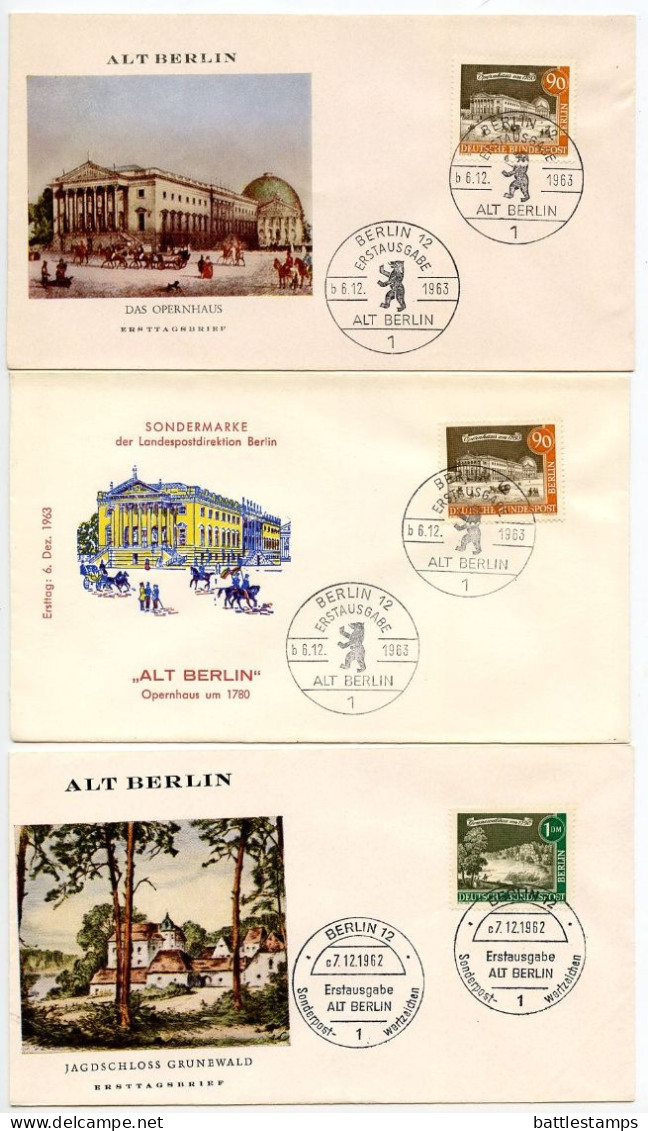 Germany, Berlin 1962-63 18 FDCs Scott 9N196-9N207 Views of Old Berlin