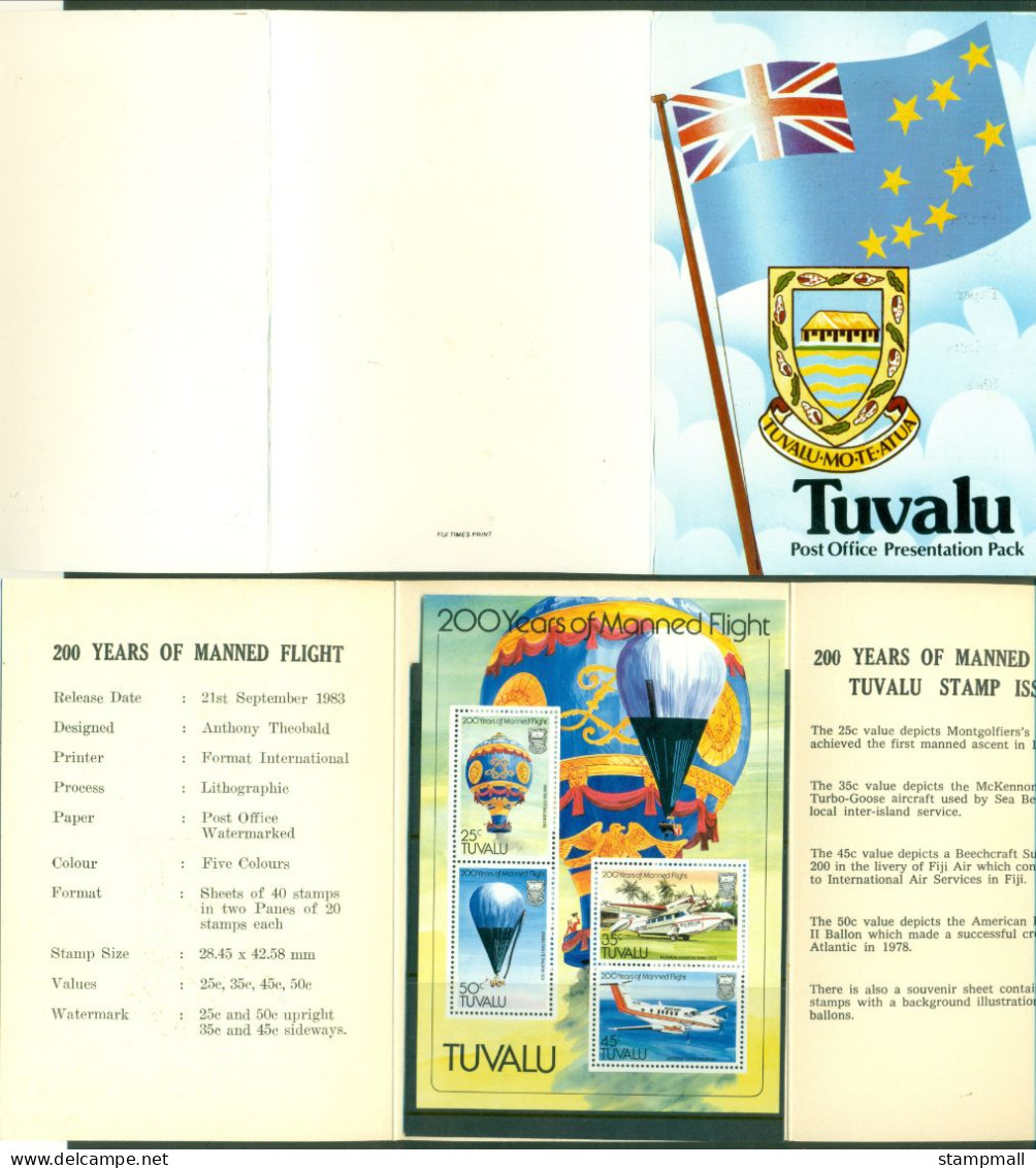 Tuvalu 1983 200 Years Of Manned Flight MS Presentation Pack POP - Tuvalu