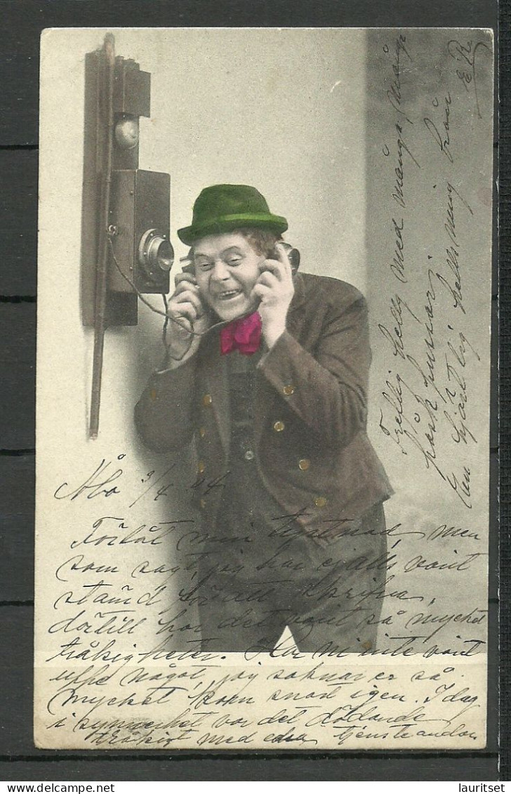 FINLAND Post Card O 1904 Turku Humor Phone Telephone, Sent Domestically - Humor