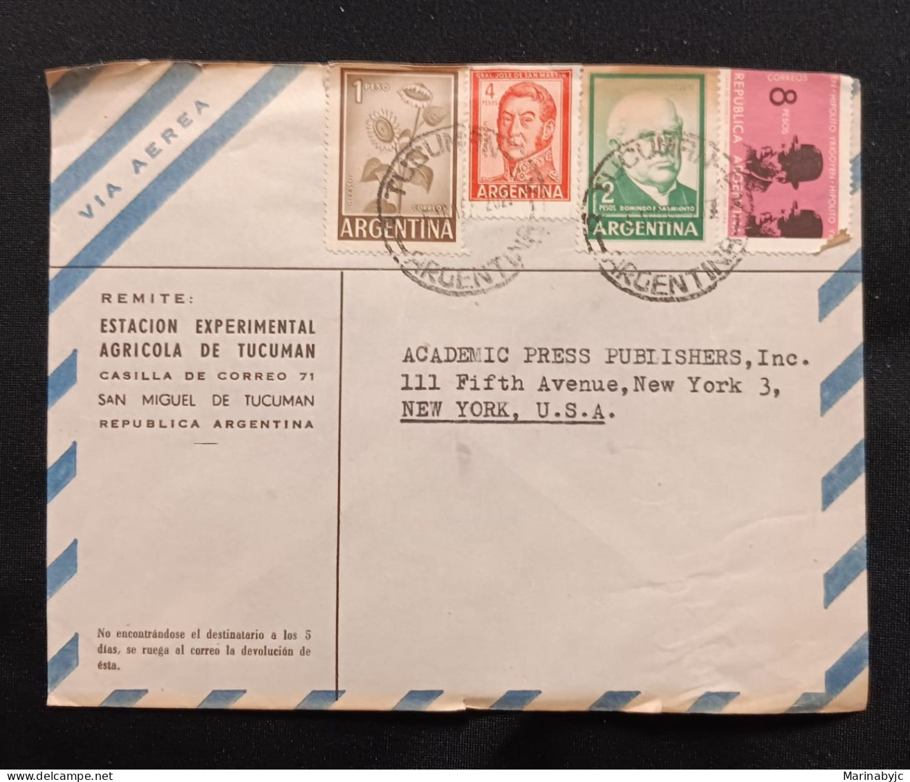 DM)1969, ARGENTINA, LETTER SENT TO U.S.A, AIR MAIL, WITH STAMPS SERIES OF CURRENT USE, SUNFLOWER, GENERAL SAN MARTÍN, DO - Autres & Non Classés