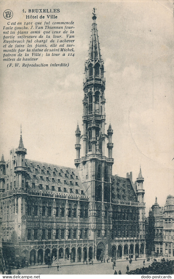 PC43242 Bruxelles. Hotel De Ville. 1923 - Monde