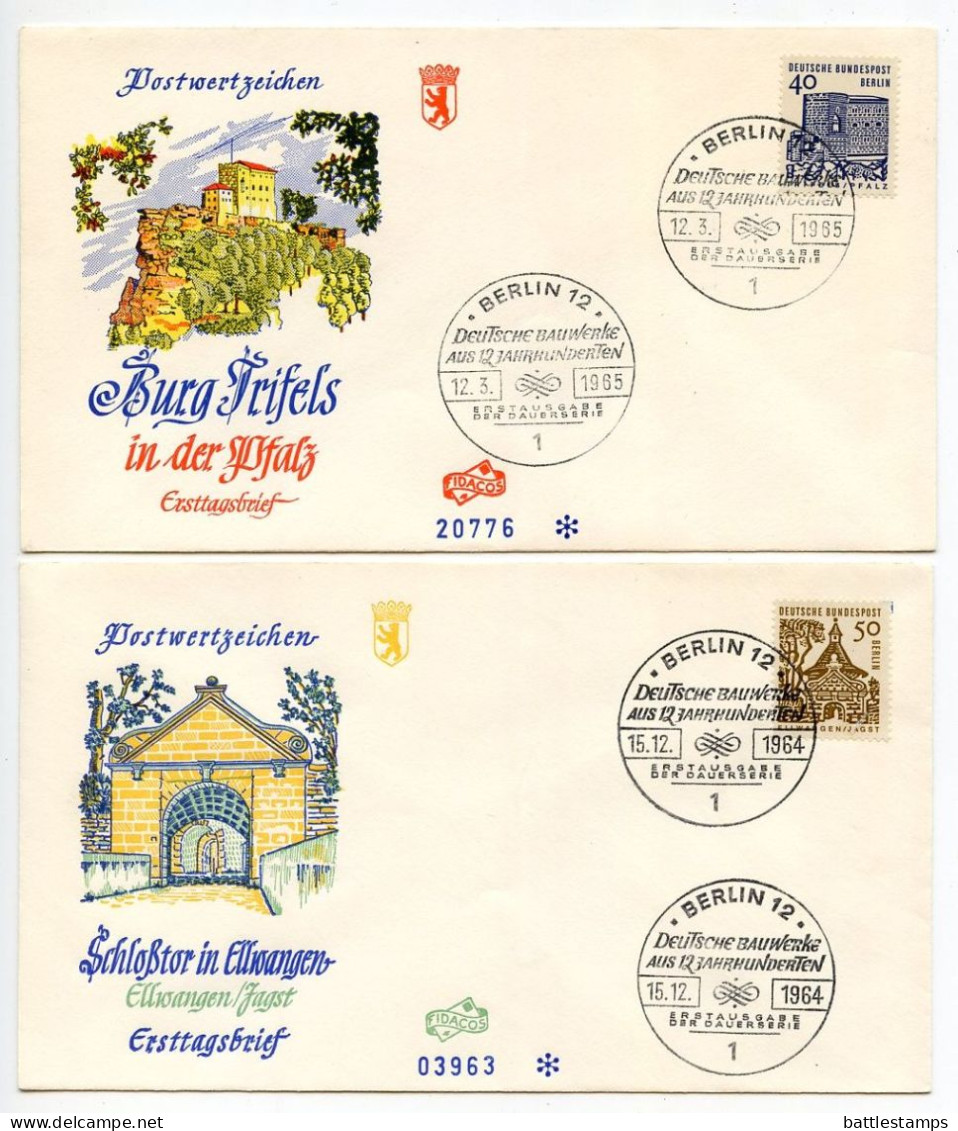 Germany, Berlin 1964-65 7 FDCs Scott 9N215-9N220, 9N222 German Architecture For A Mix Of Towns - 1948-1970