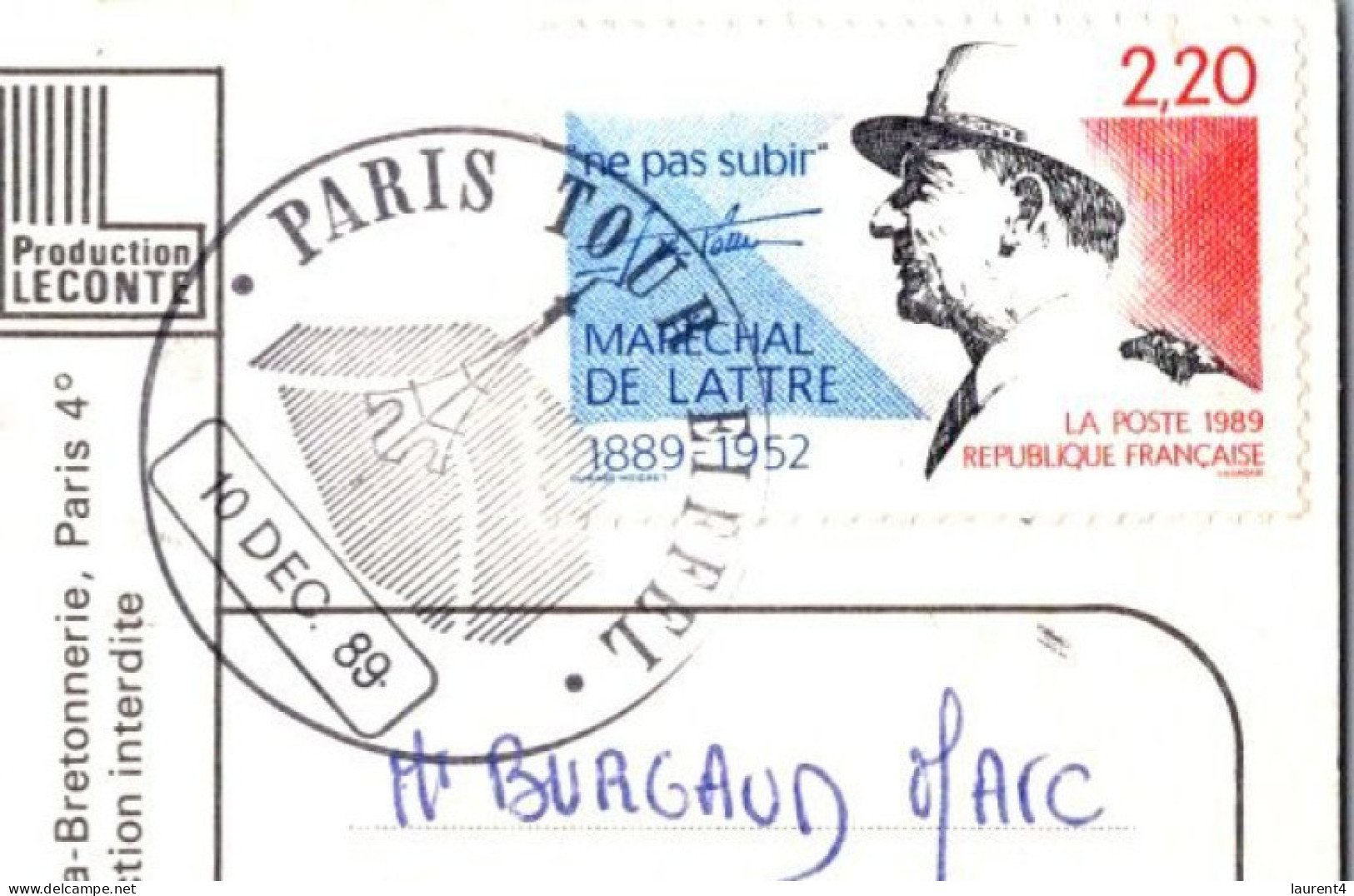 29-3-2024 (4 Y 21) France - Souvenir De Paris (posted With Military De Latte Stamp + Eiffel Tower Special P/m) - Denkmäler