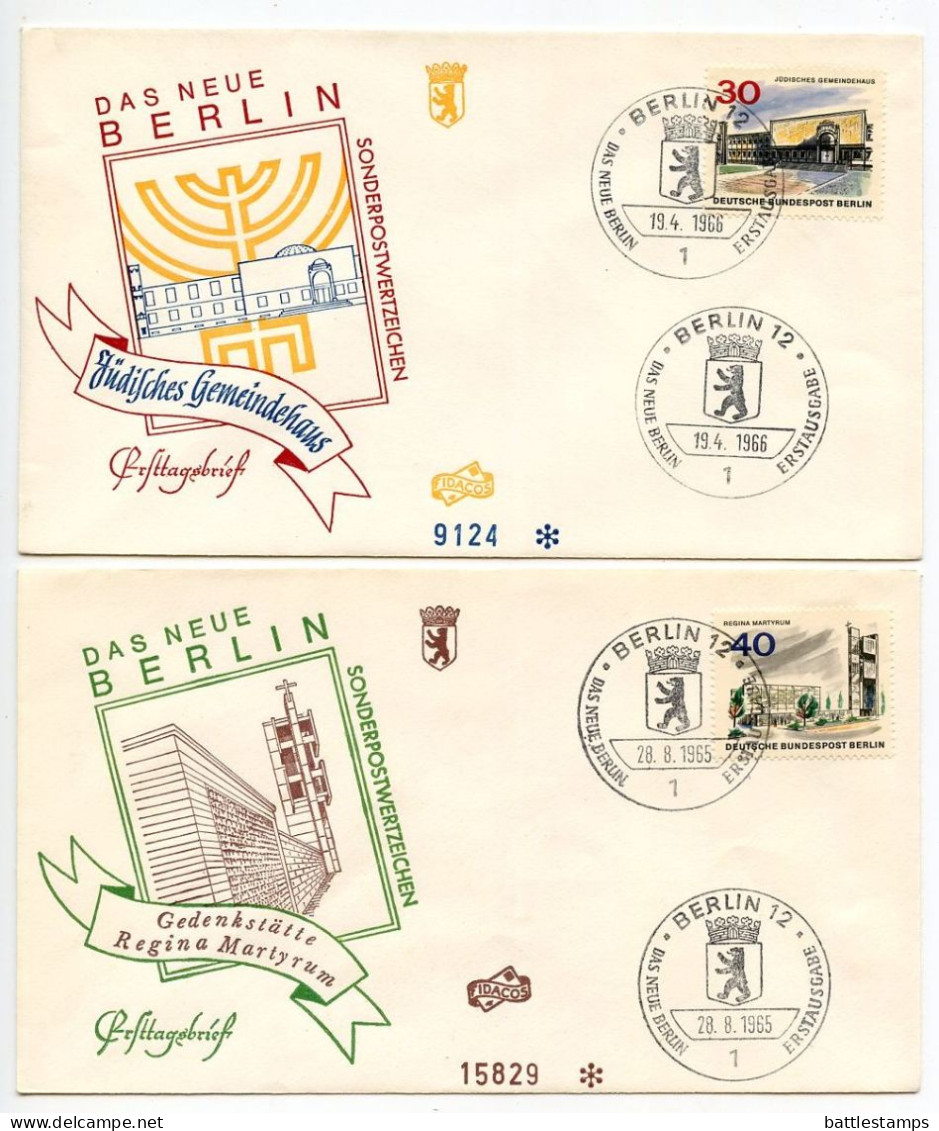 Germany, Berlin 1965-66 7 FDCs Scott 9N223, 9N226, 9N227, 9N229 The New Berlin - 1948-1970