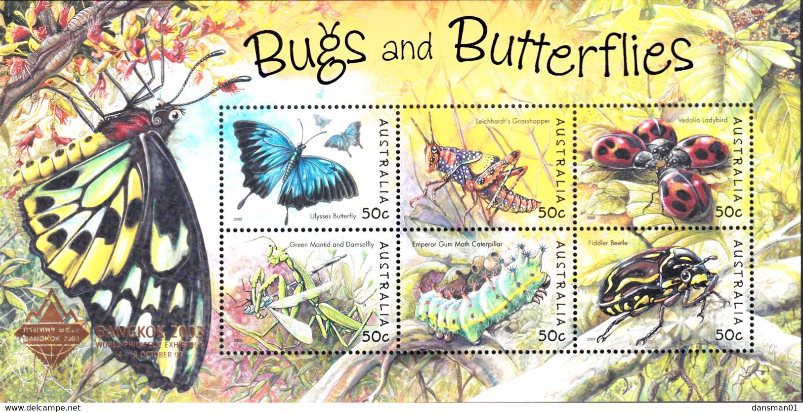 Australia 2003 Bugs & Butterflies Sc 2192b Mint Never Hinged Ovpt Bangkok 2003 - Nuevos