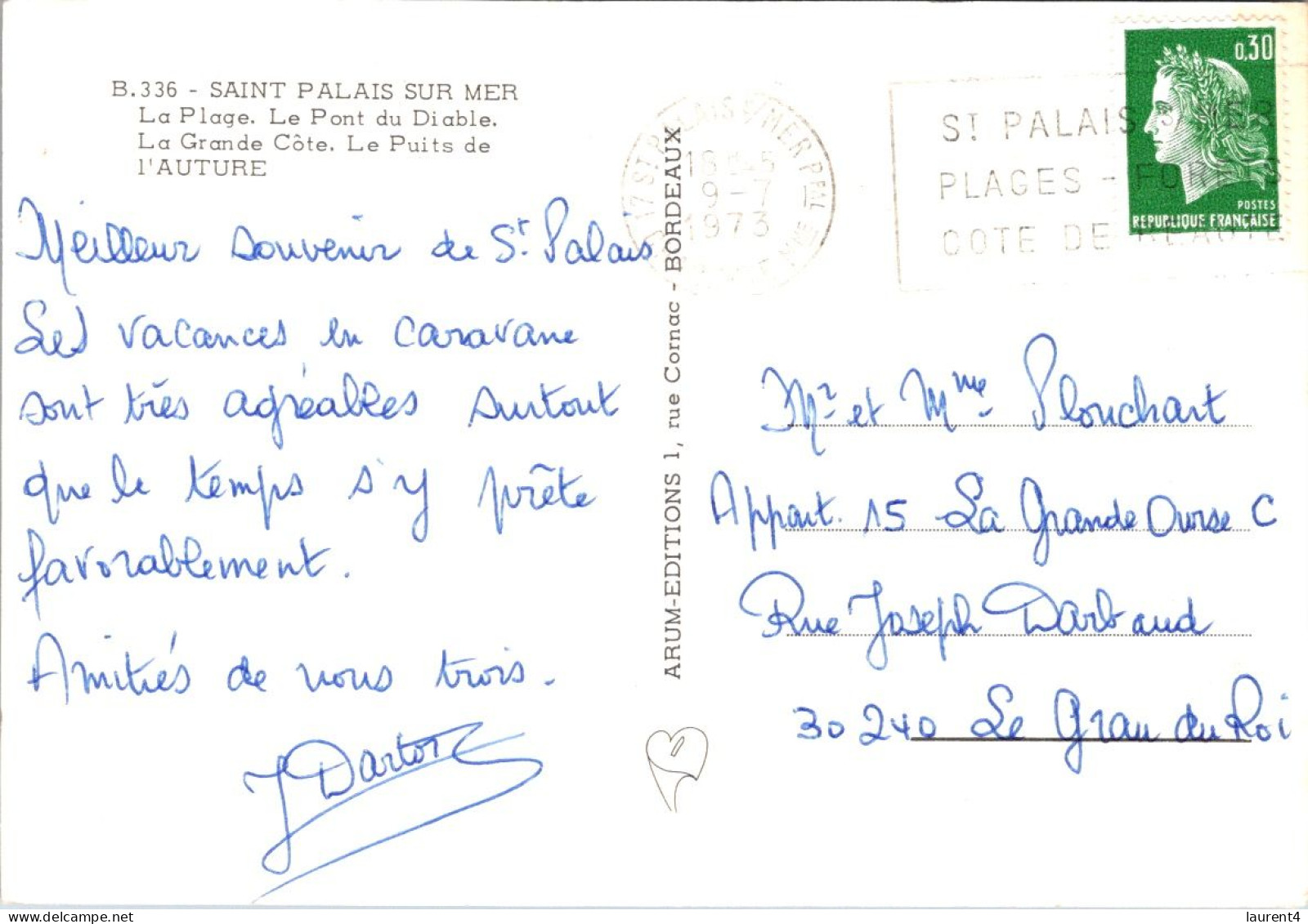 29-3-2024 (4 Y 22) France - St Palais Sur Mer  (posted 1973) - Saint-Palais-sur-Mer