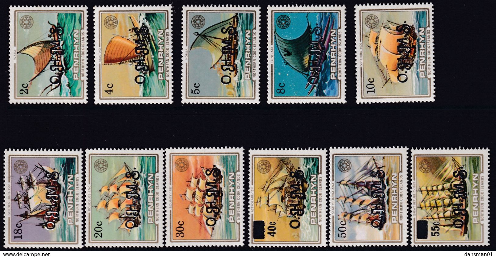 Penrhyn 1984 Ships OHMS Ovpt Sc O16-26 Mint Never Hinged (short Set) - Penrhyn