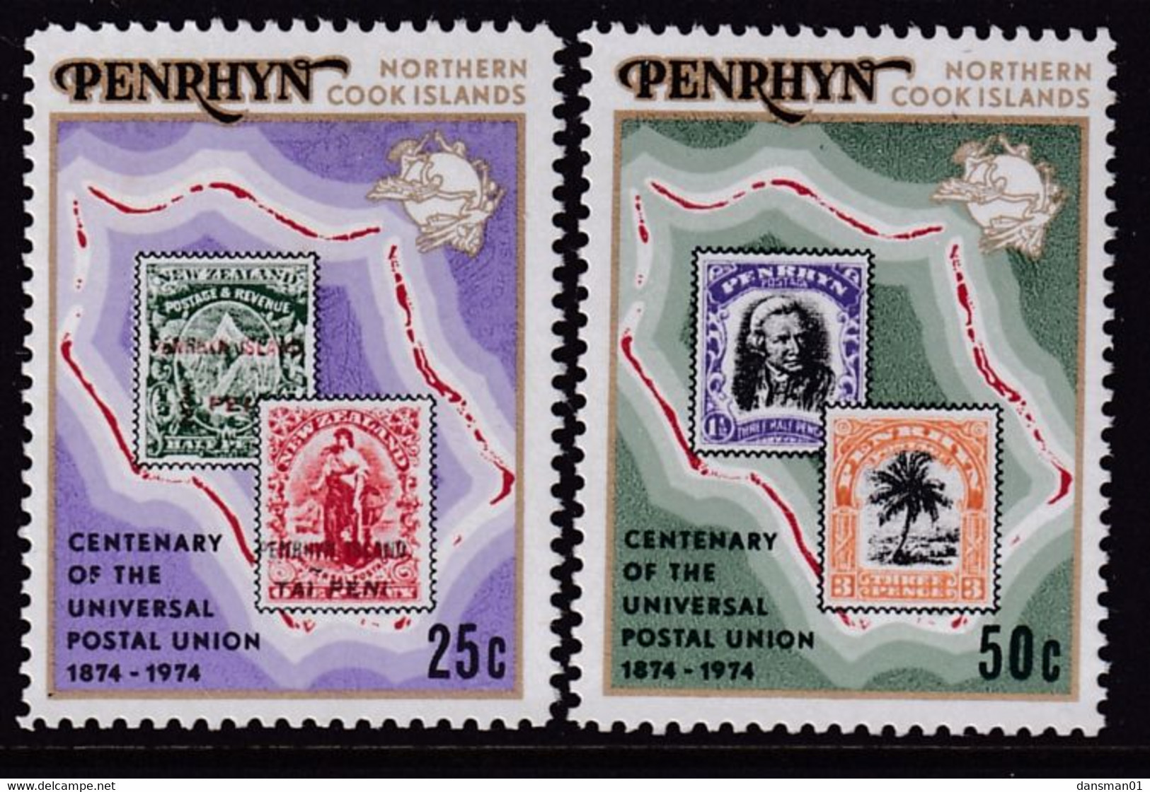 Penrhyn 1974 UPU Sc 64-65 Mint Never Hinged - Penrhyn