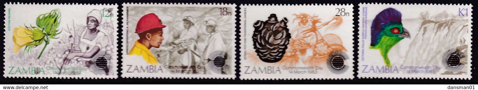 Zambia 1983 Commonwealth Day Sc 276-79 Mint Never Hinged - Zambia (1965-...)