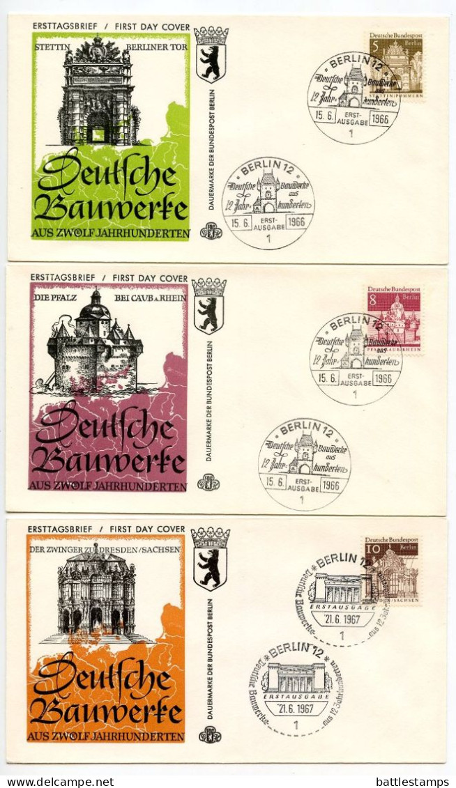 Germany, Berlin 1966-67 5 FDCs Scott 9N223, 9N226, 9N227, 9N229 The New Berlin - 1948-1970