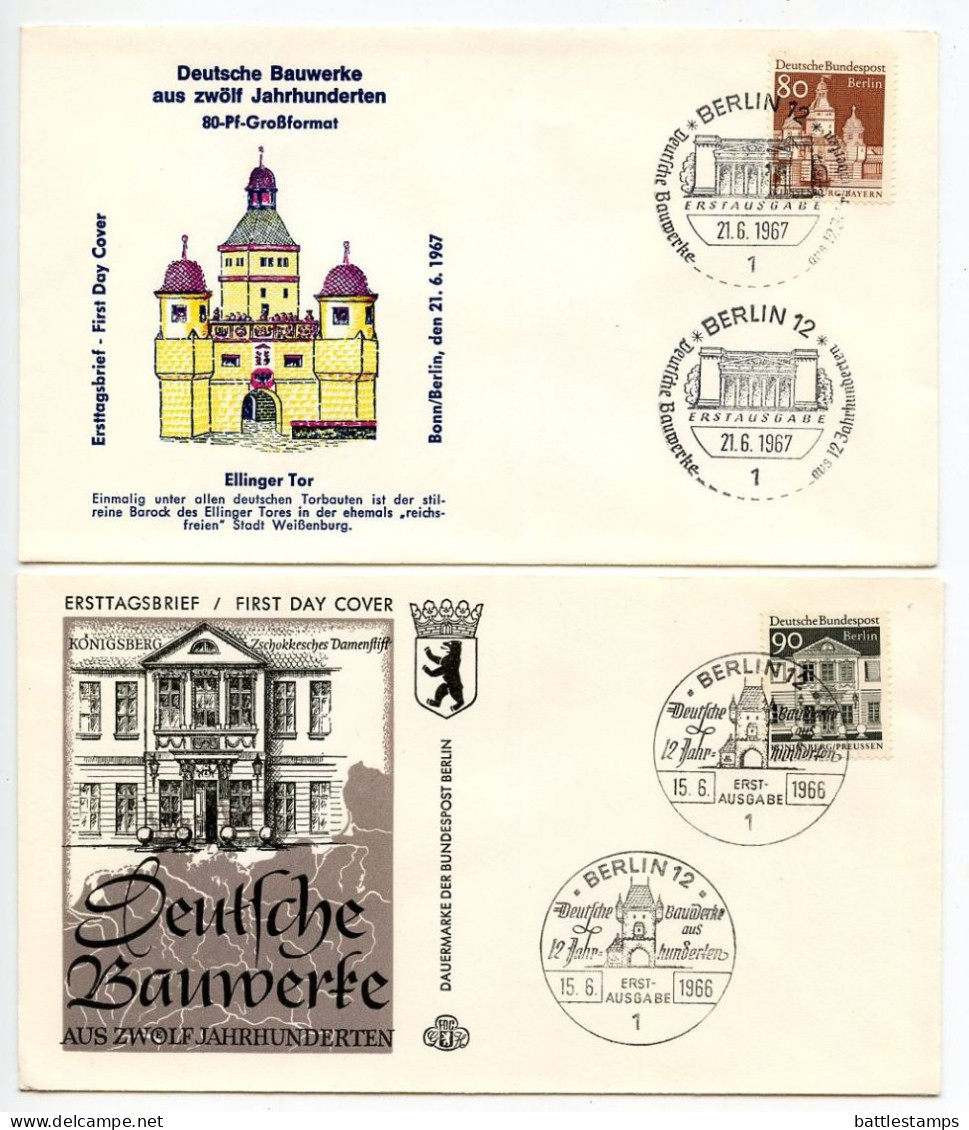 Germany, Berlin 1966-67 5 FDCs Scott 9N223, 9N226, 9N227, 9N229 The New Berlin - 1948-1970