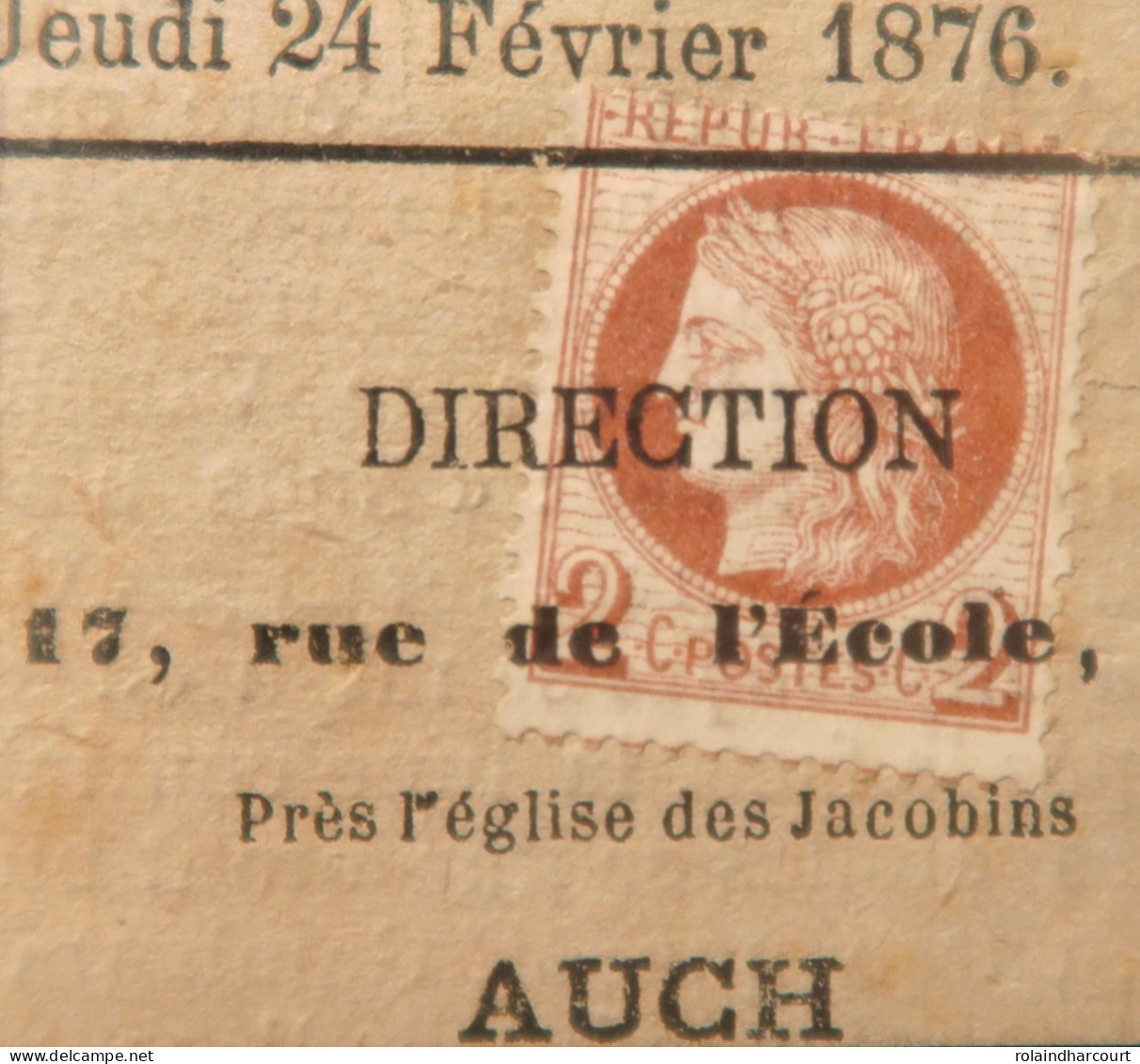 X1078 - FRANCE - CERES N°51 (sur Fragment) ANNULATION TYPOGRAPHIQUE DES JOURNAUX Du JEUDI 24 FEVRIER 1876 - 1871-1875 Cérès