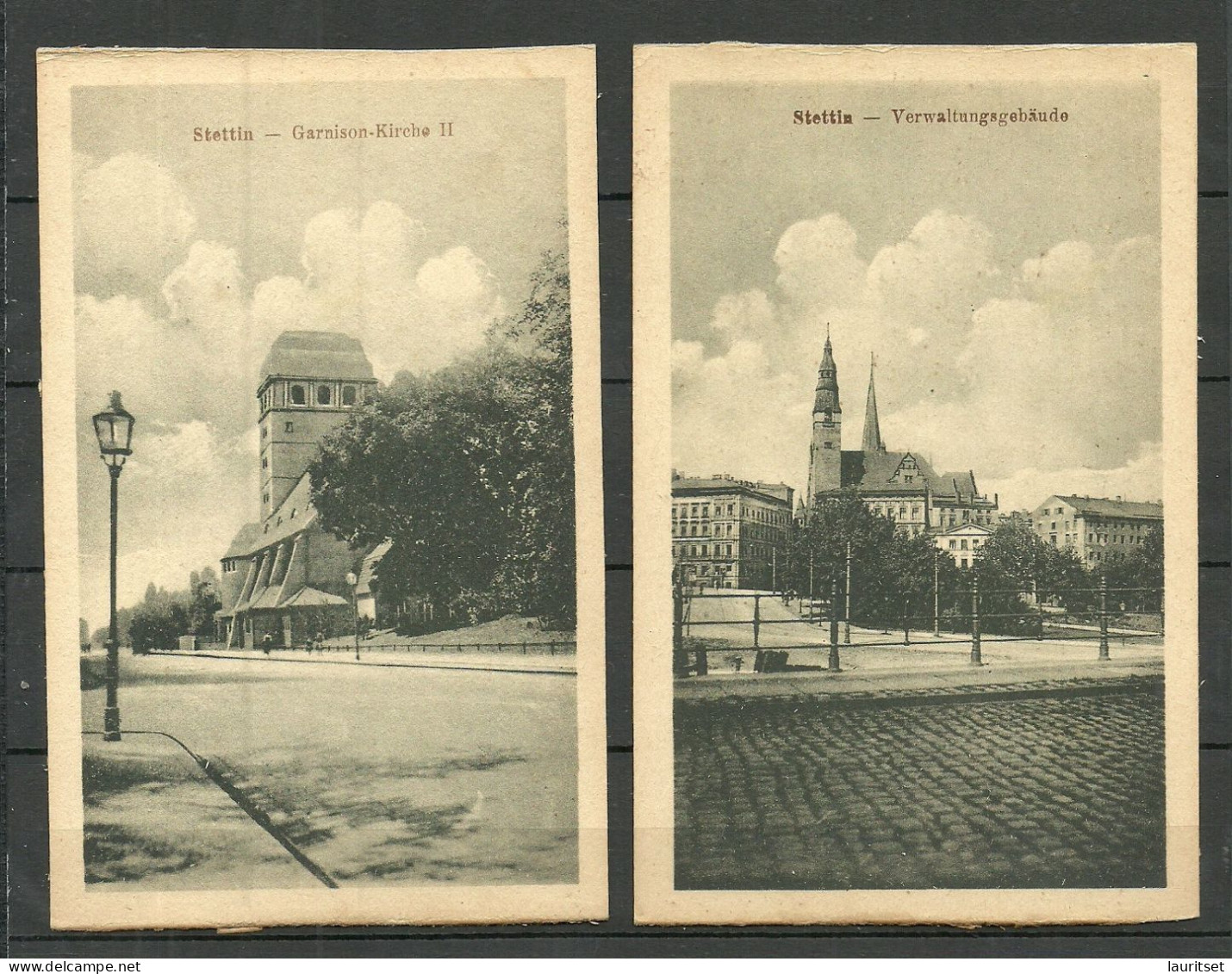 Germany Deutschland Poland Polska Stettin Szczecin Verwaltungsgebäude & Garnison-Kirche II, 2 Unused Post Cards - Pommern