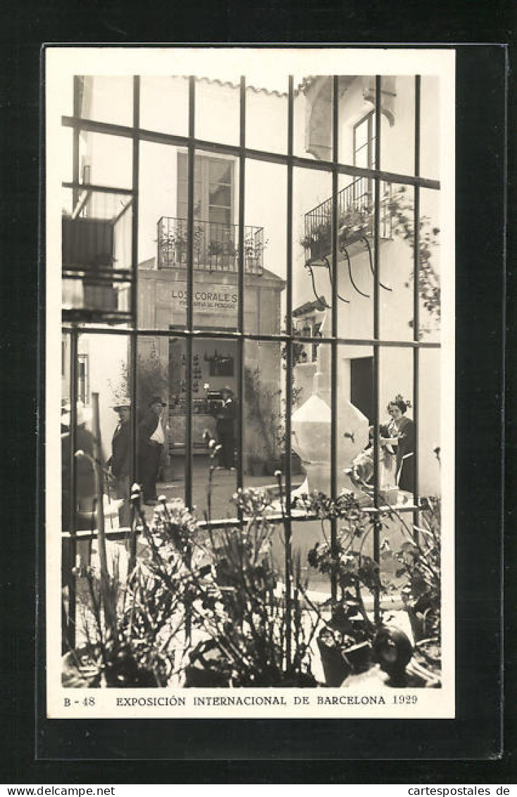 AK Barcelona, Exposicion Internacional 1929, Pueblo Espanol, Plaza De Panaflor  - Tentoonstellingen
