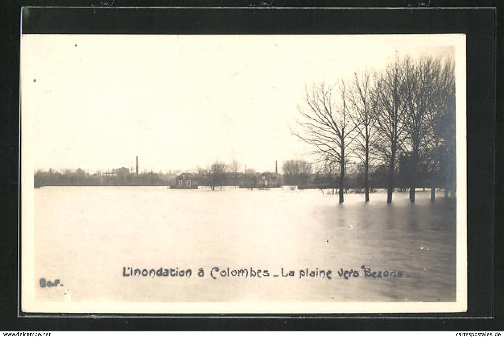 Foto-AK Colombes, L`inondation, La Plaine Vers Bezons, Hochwasser  - Floods