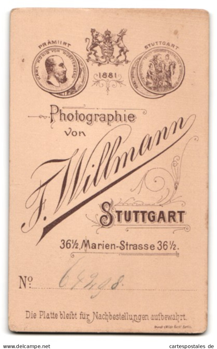 Fotografie F. Willmann, Stuttgart, Portrait Junger Herr In Modischer Kleidung Mit Krawatte  - Personnes Anonymes