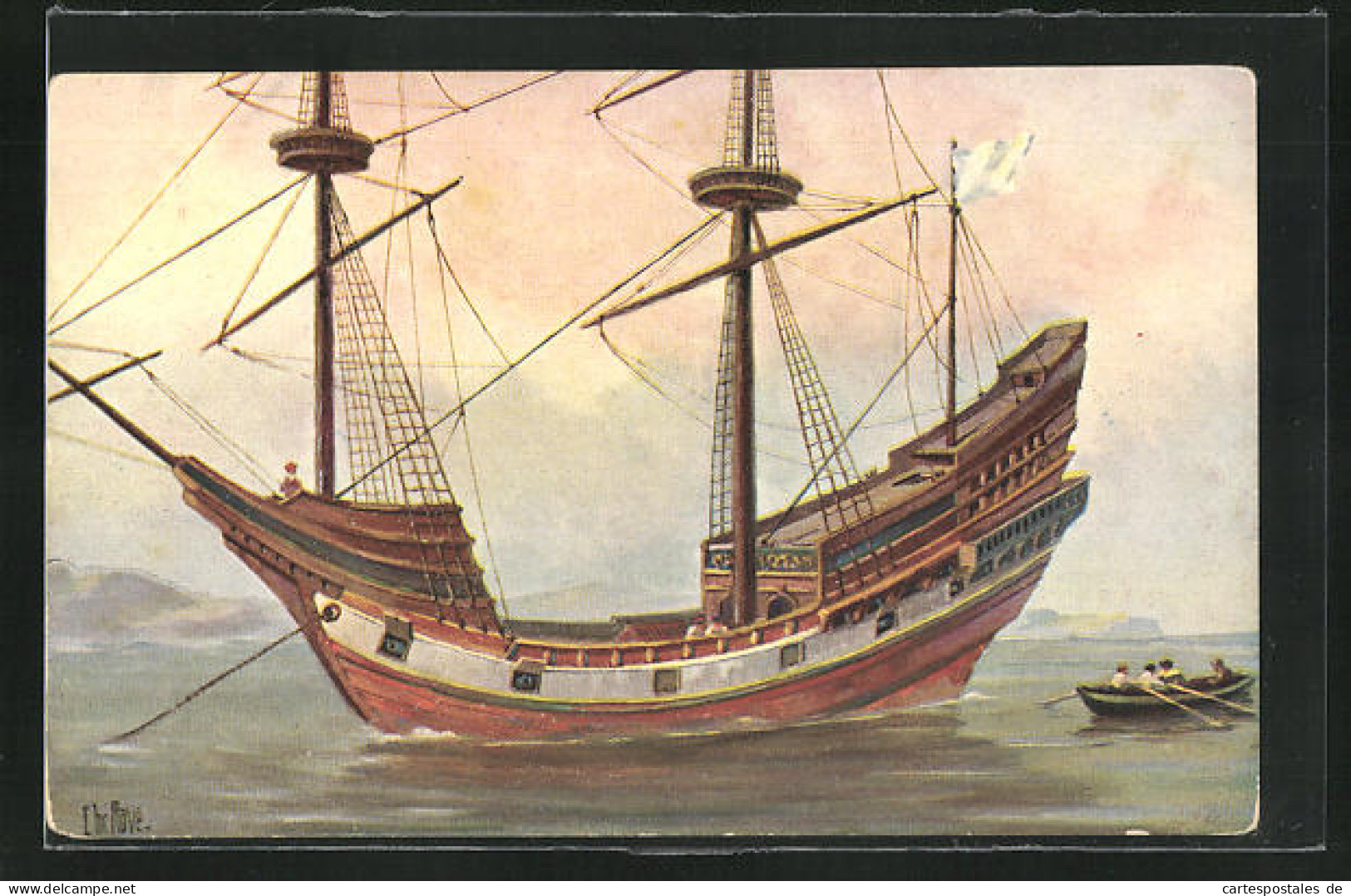Künstler-AK Christopher Rave: Französisches Handelsschiff Aus Dem 16. Jahrhundert  - Autres & Non Classés