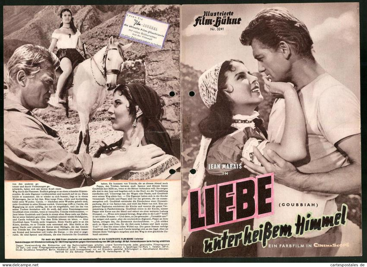 Filmprogramm IFB Nr. 3241, Liebe Unter Heissem Himmel, Jean Marais, Delia Scala, Kerima, Regie: Robert Darene  - Revistas