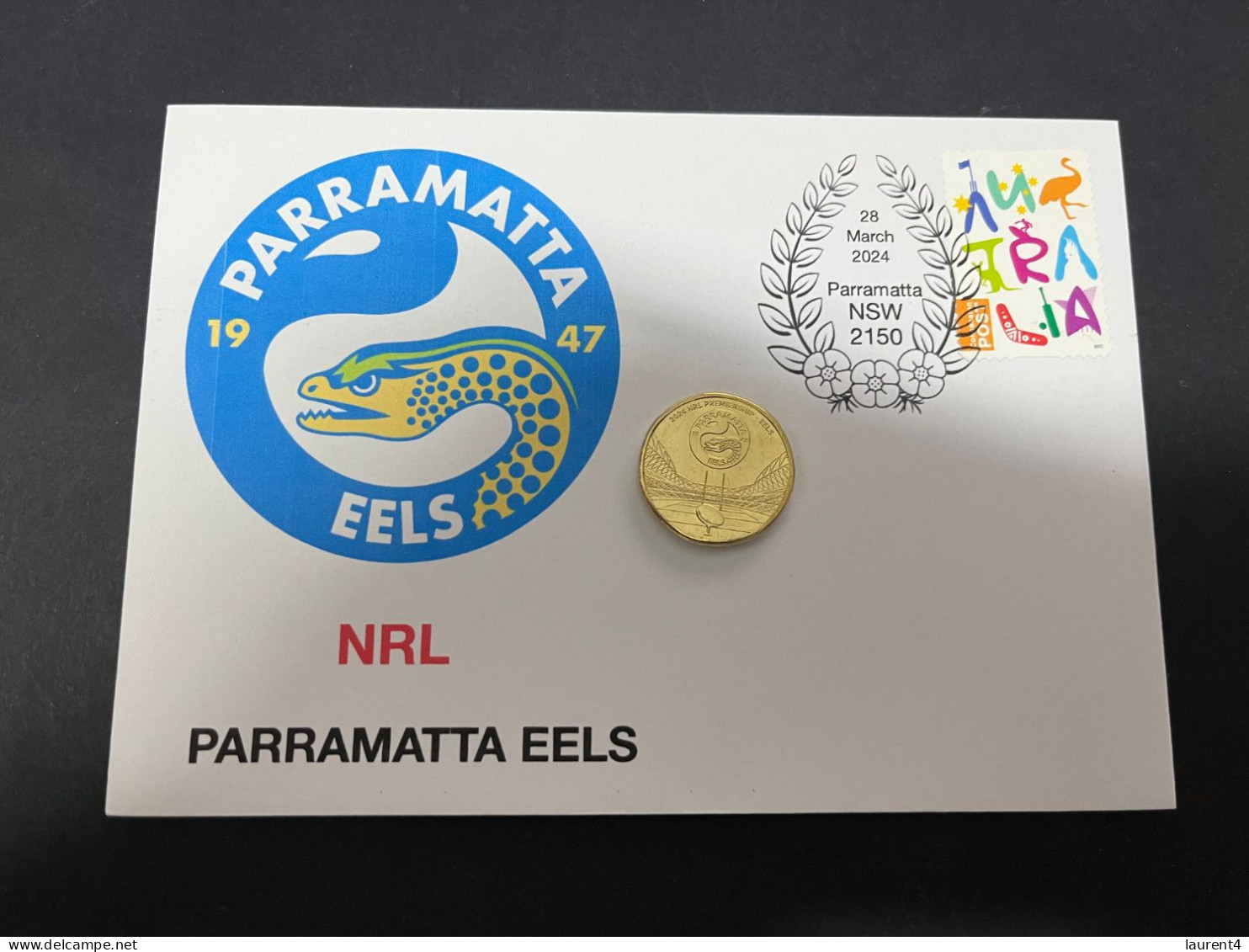 29-3-2024 (4 Y 23) Australian New $ 1.00 Coin (NRL Parramatta Eels) Released 28-3-2024 (1 X Coin On Cover) - Dollar