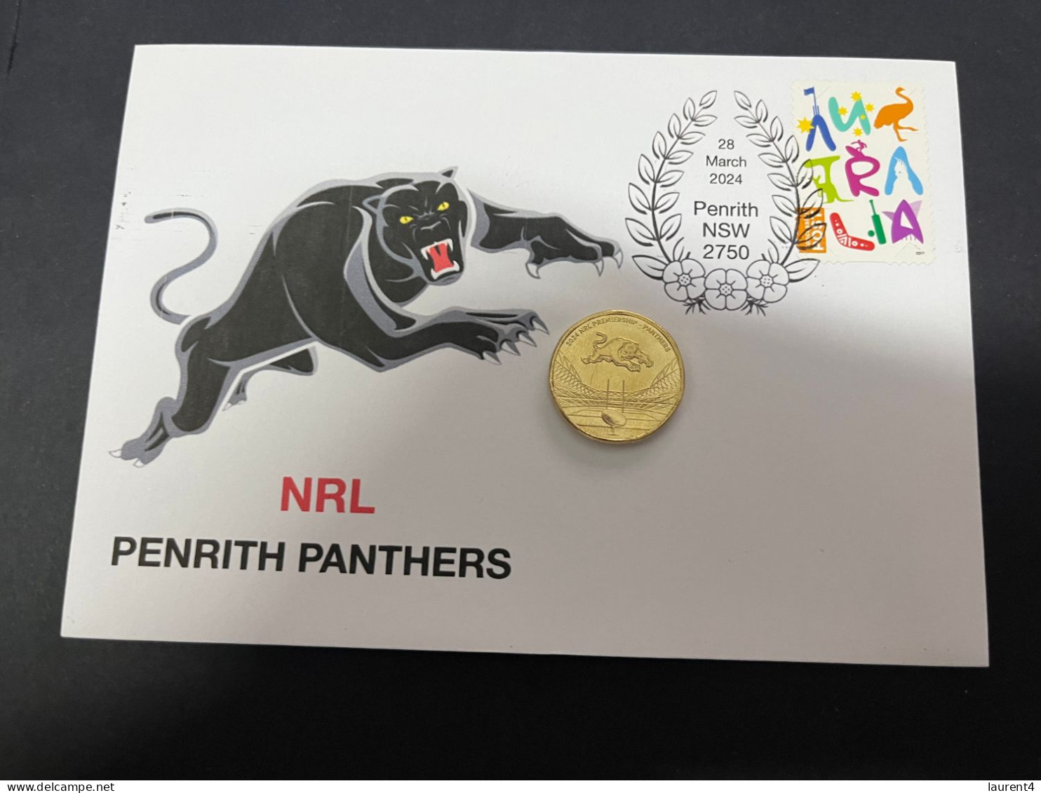 29-3-2024 (4 Y 23) Australian New $ 1.00 Coin (NRL Penrith Panthers) Released 28-3-2024 (1 X Coin On Cover) - Dollar