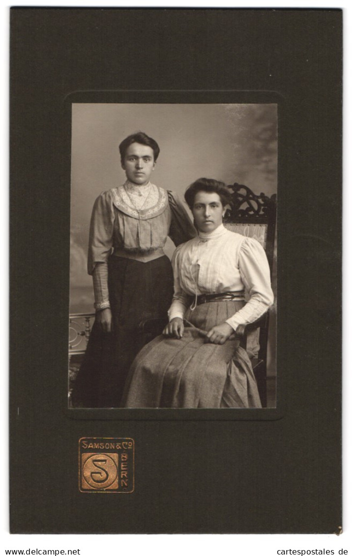 Fotografie Samson & Co., Bern, Zwei Junge Damen In Hübscher Kleidung  - Personnes Anonymes