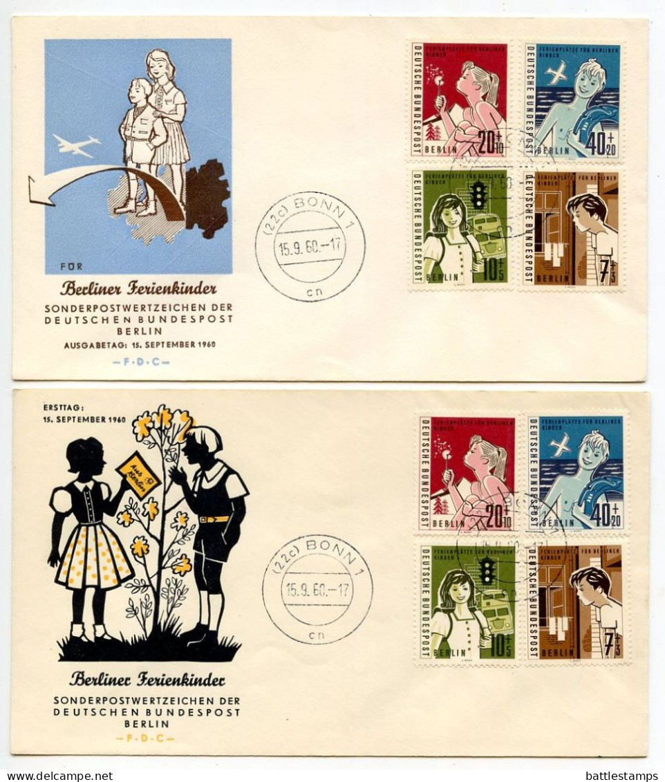 Germany, Berlin 1960 2 FDCs Scott 9NB21-9NB24 Berliner Ferienkinder / Children Of Berlin; Bonn Postmarks - 1948-1970