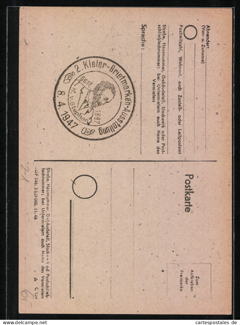AK Kiel, 2. Briefmarken-Ausstellung 1947 Im Haus Der Landwirte  - Timbres (représentations)