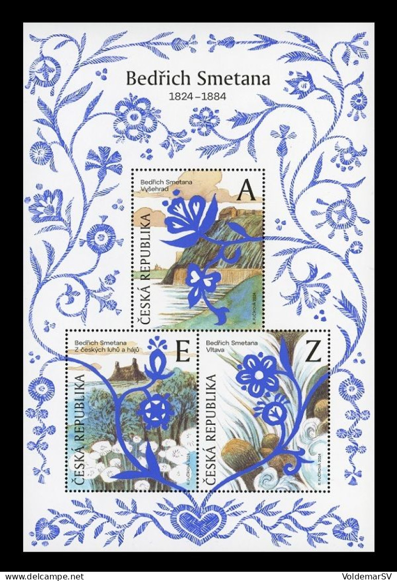 Czech Republic 2024 Mih. 1242/44 (Bl.105) Music. Composer Bedrich Smetana. My Country. Watercolours & Folk Motifs MNH ** - Nuovi