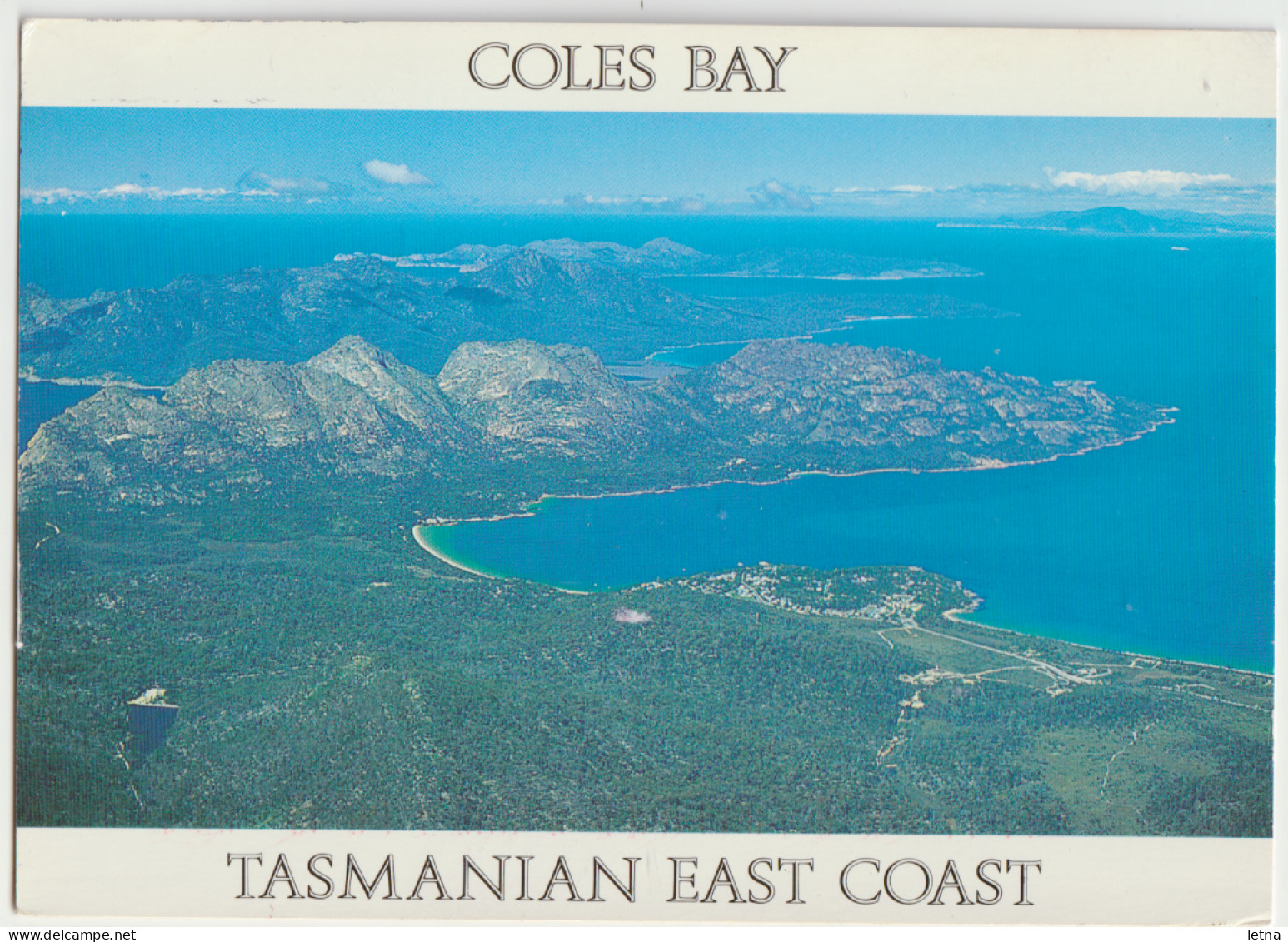 Australia TASMANIA TAS Aerial View Of COLES BAY Nucolorvue 11TE076 Postcard C1990s $1 Int Post Stamp - Otros & Sin Clasificación