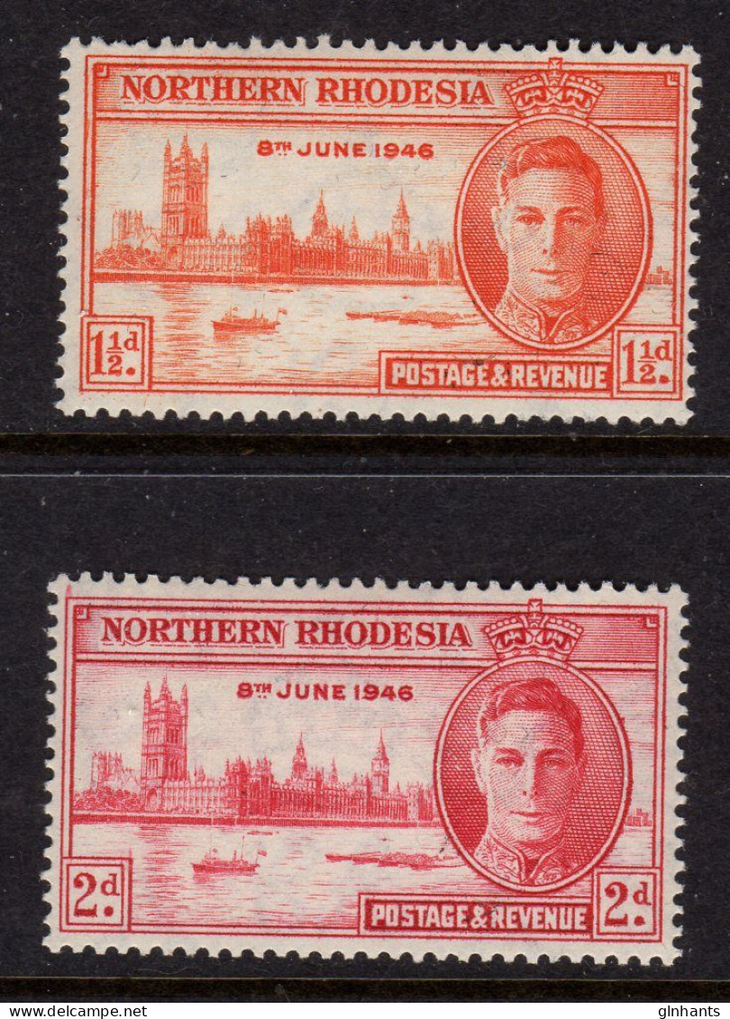 NORTHERN RHODESIA - 1946 VICTORY SET (2V) FINE MOUNTED MINT MM * SG 46-47 - Northern Rhodesia (...-1963)