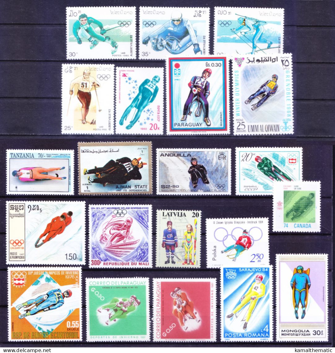 All Different 21 MNH Speedskating Skiing Sports Stamps Lot - Eishockey