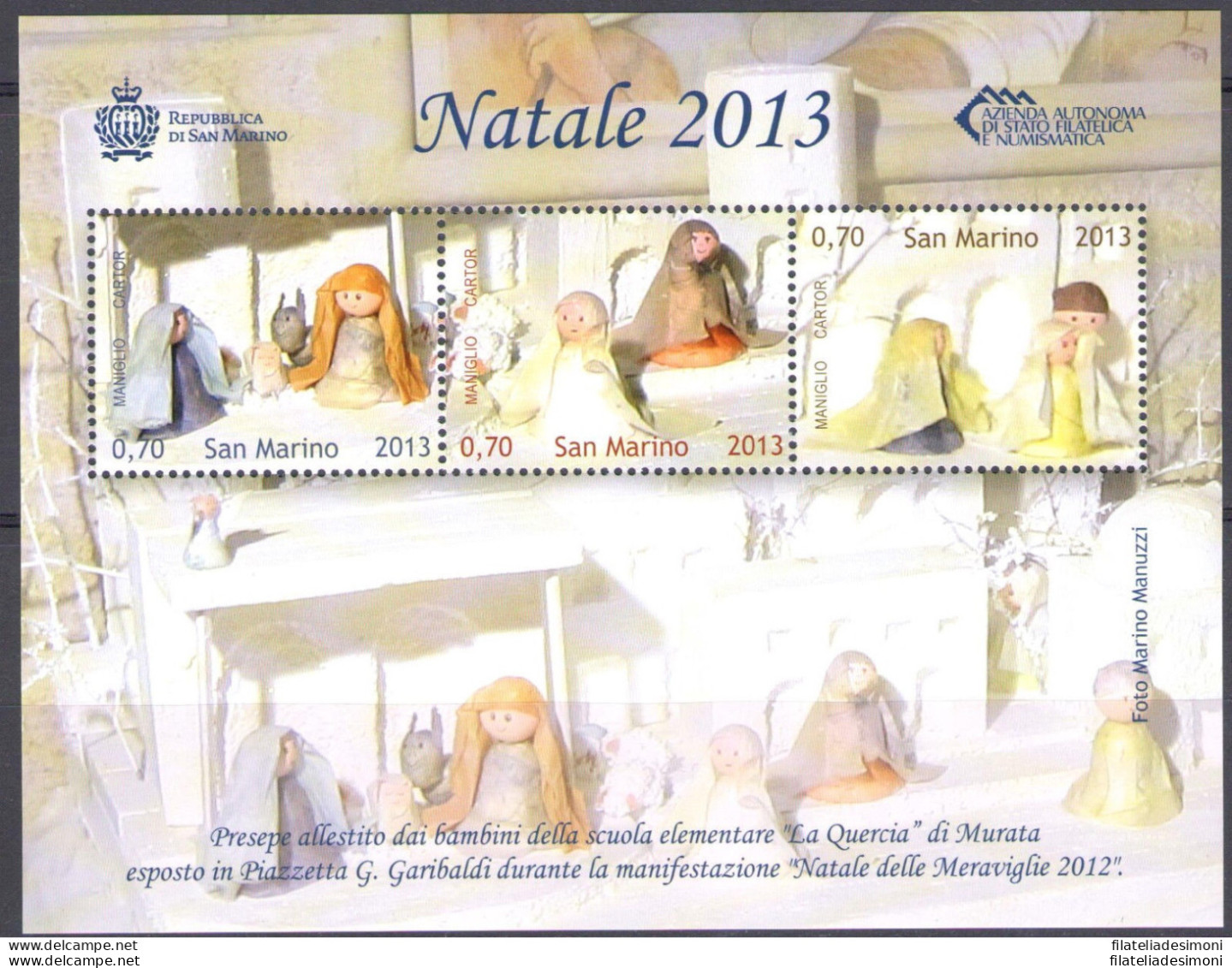 2013 San Marino Foglietto Natale Presepe BF N° 129 MNH** - Blocks & Sheetlets